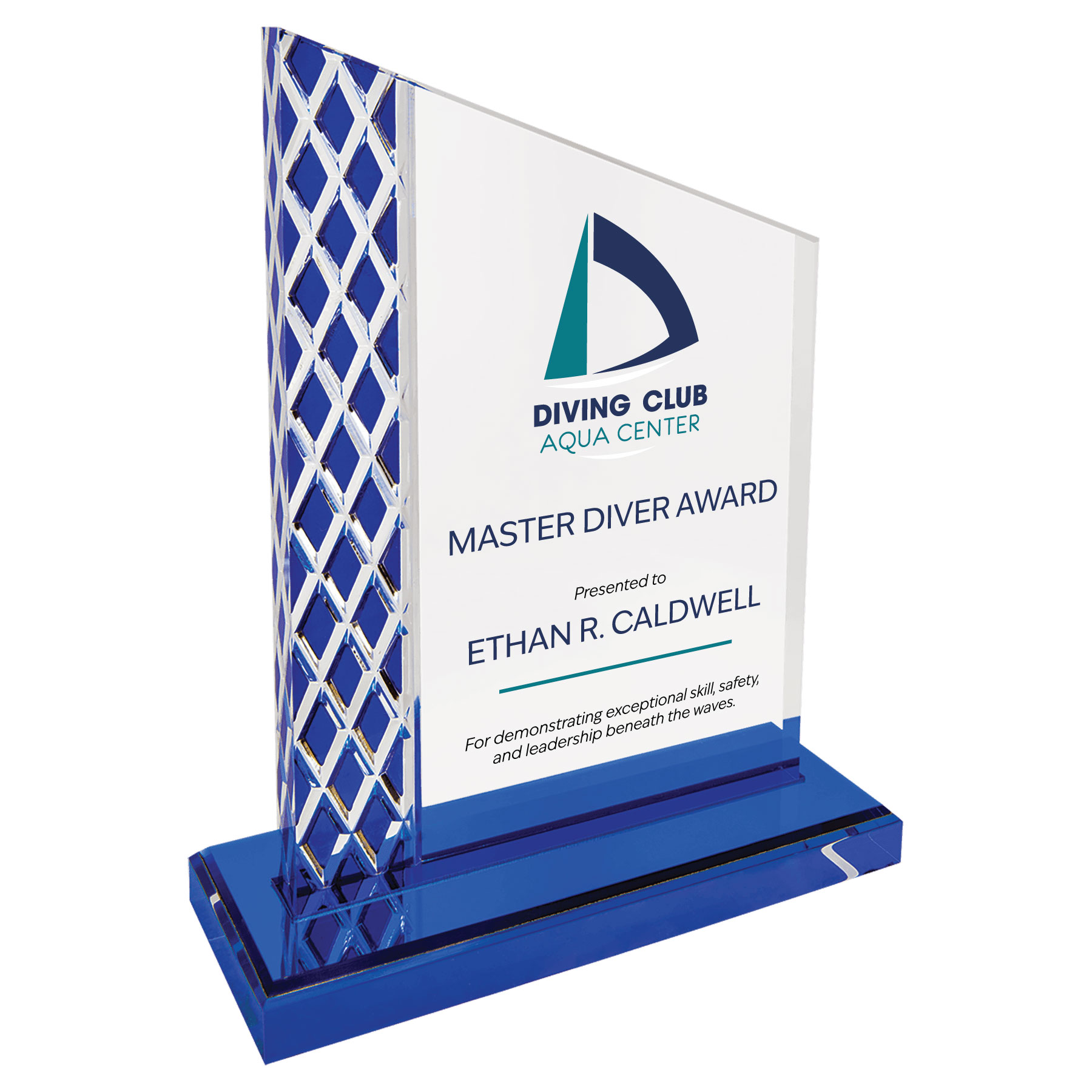 7" Blue Unite Diamond Ice Acrylic Award 4