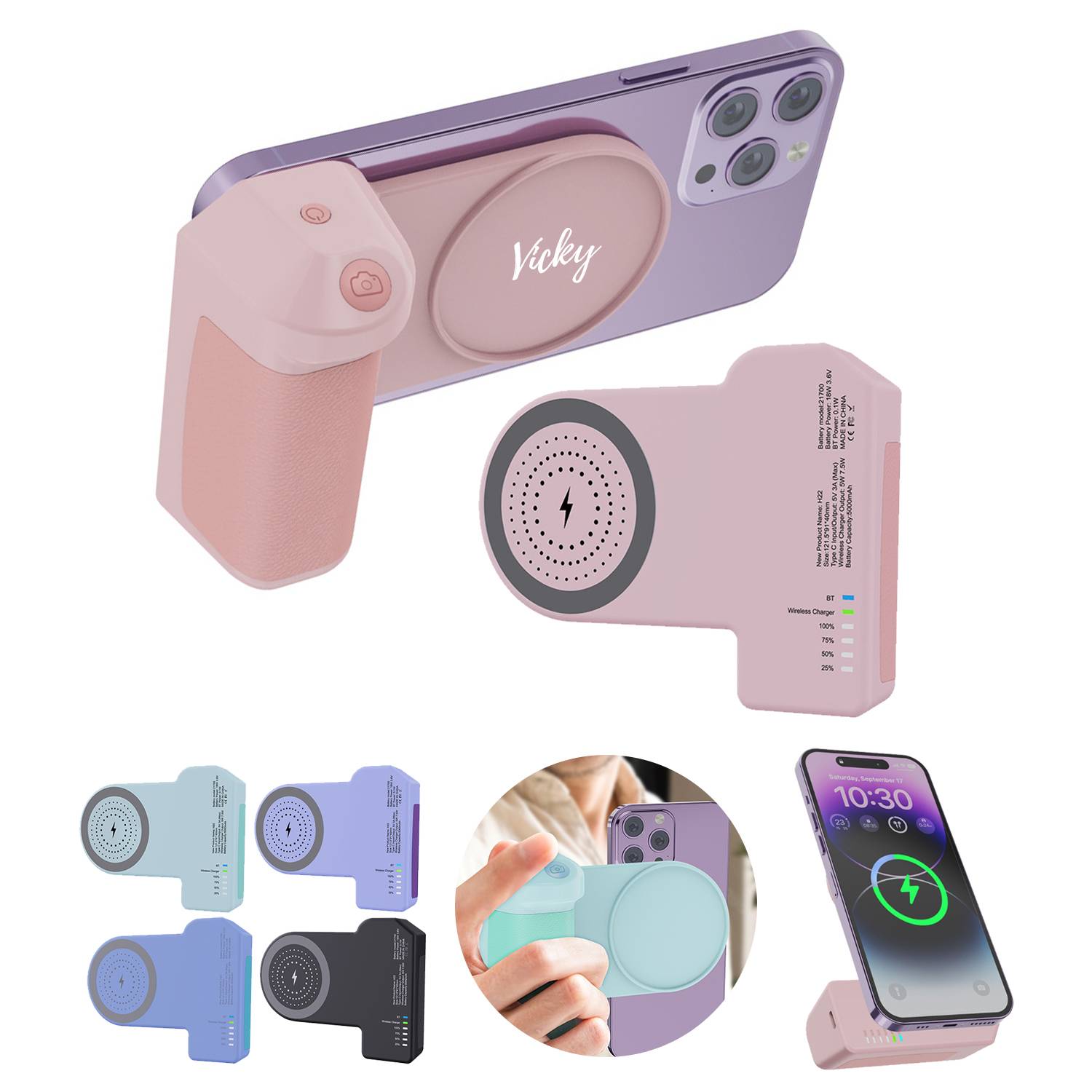 Magnetic Camera Handle Bluetooth Holder Wireless Charging 5