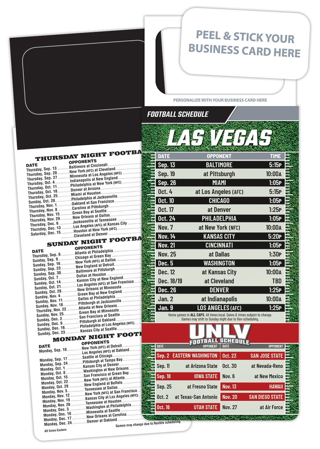 Pro Football Schedule Magnet - Peel and Stick Business Card (3.5x9) 1