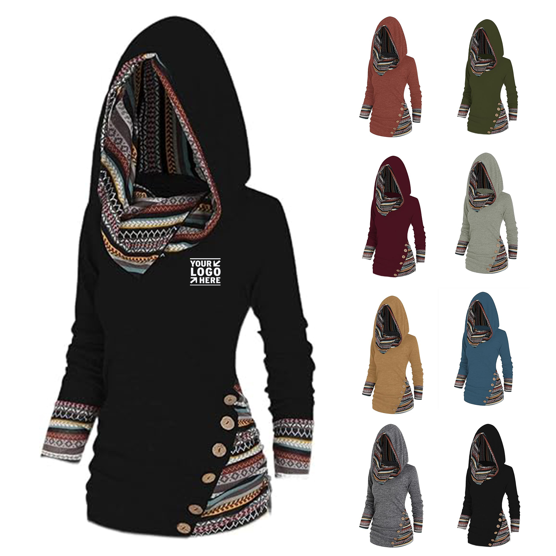 Womens Long Sleeve Shirt Casual Pullover Sweatshirts 2023 Fall Hooded Top 2