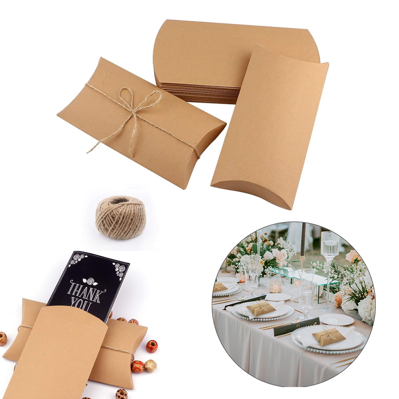 6.33.7 Inches Gift Pilllow Box with Jute Twine 2