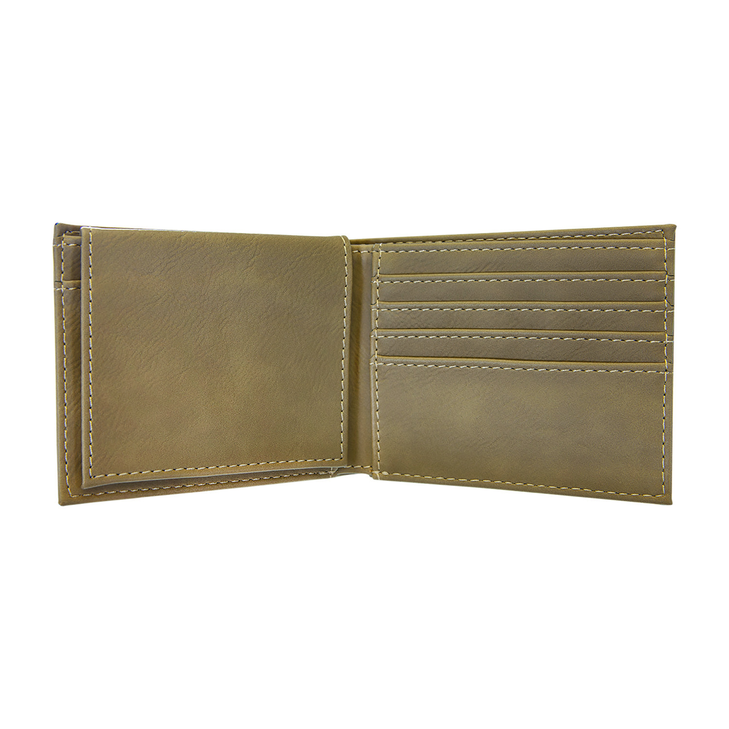 Light Brown Leatherette Bi-Fold Wallet w/ Flip ID Display 3