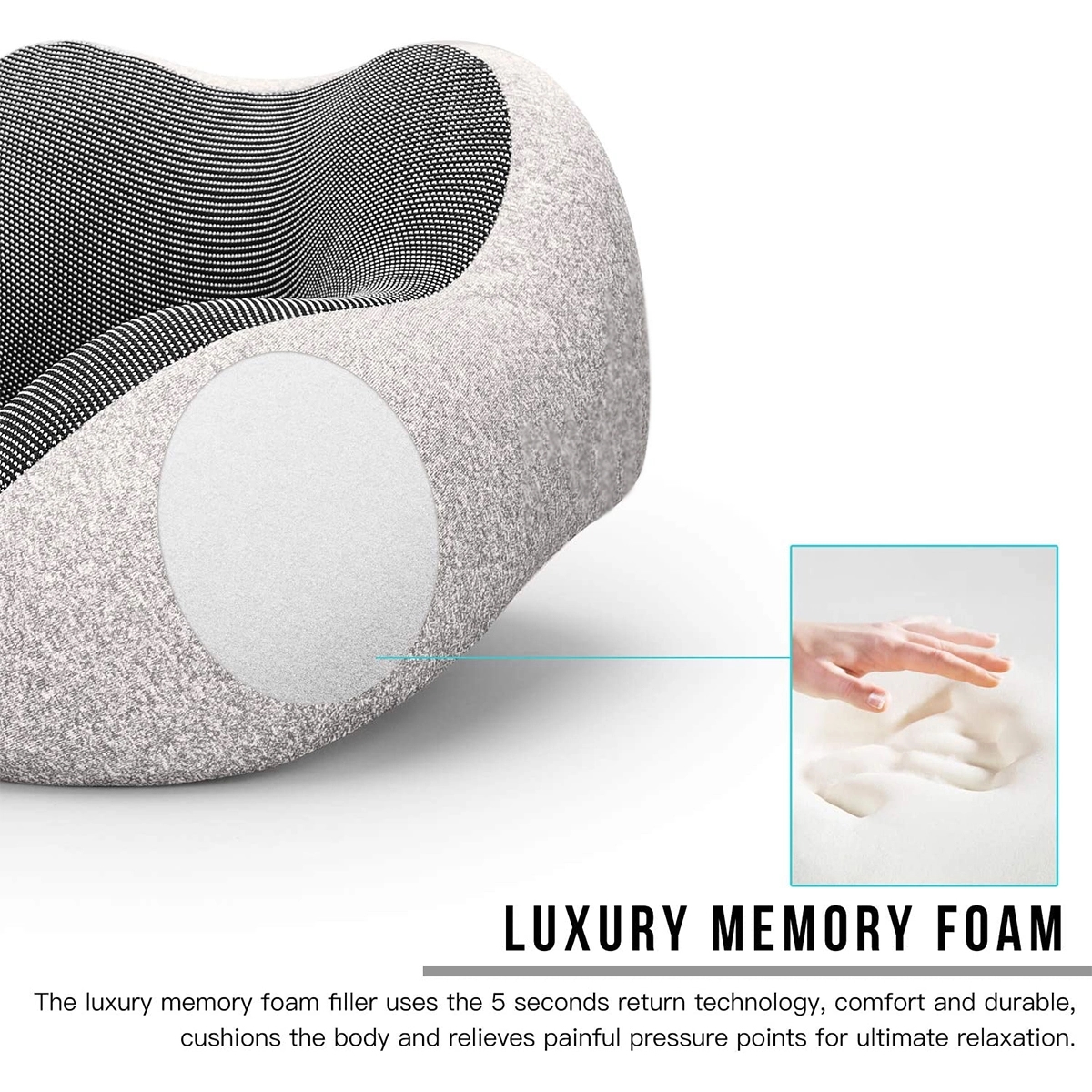 Travel Memory Foam Neck Pillow With Airplane Travel Kit 4