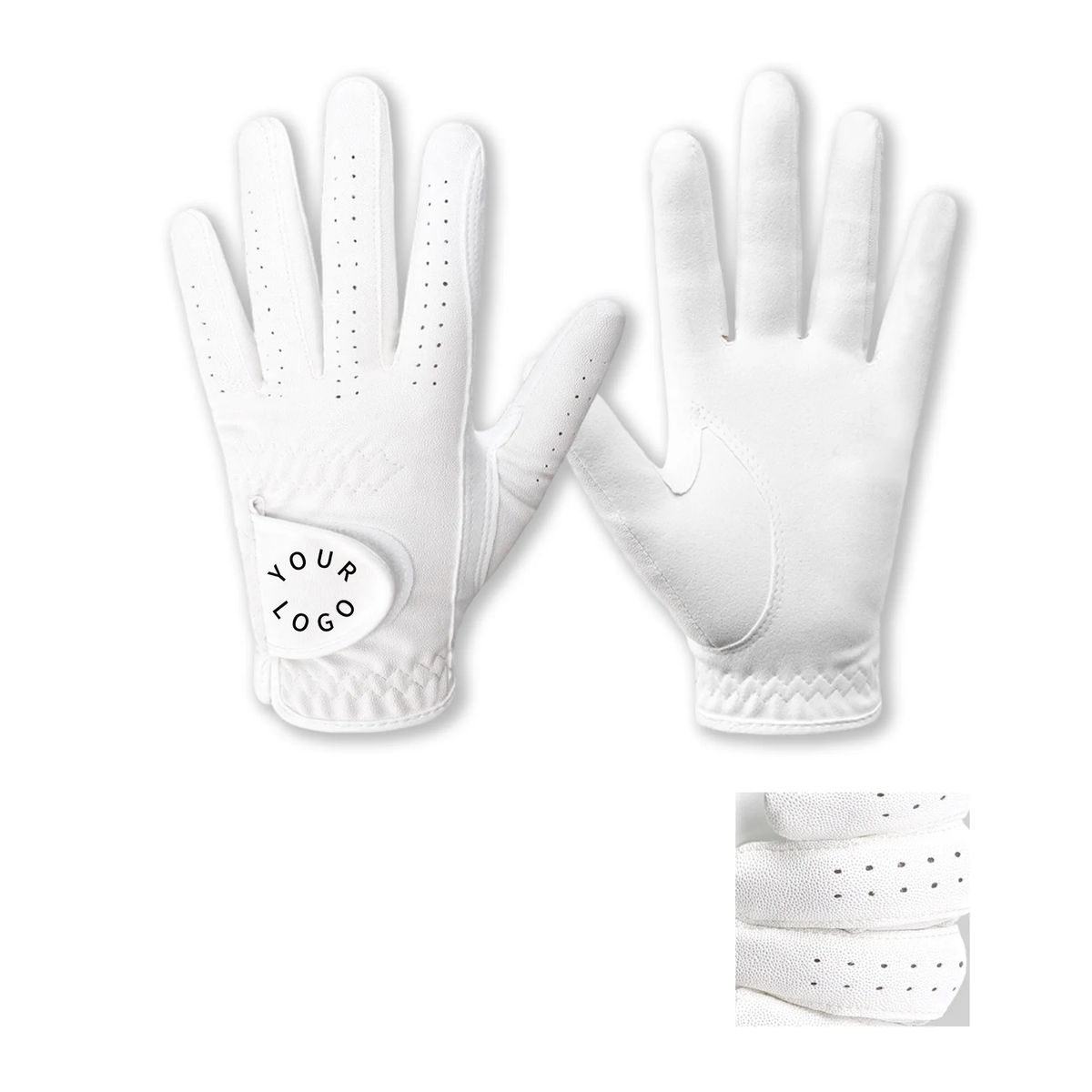 Ventilated Suede Golf Gloves with Wrist Strap 2