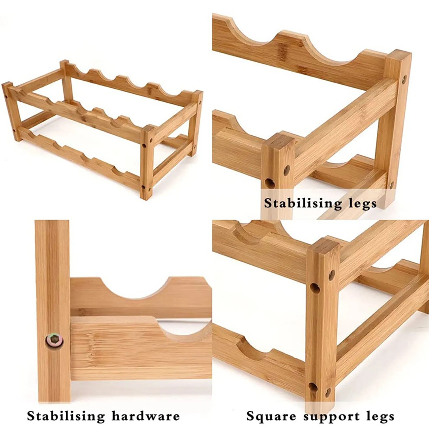 Bamboo Sturdy and Durable Wine Storage Shelf 5