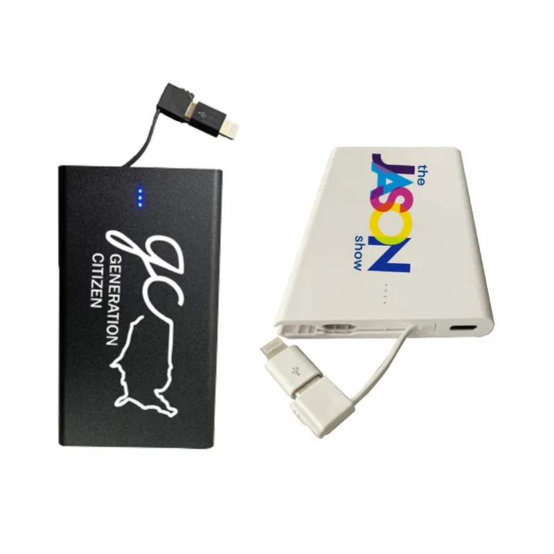2500mAh Credit Card Size Charger W/Built-in Charging Cable 1