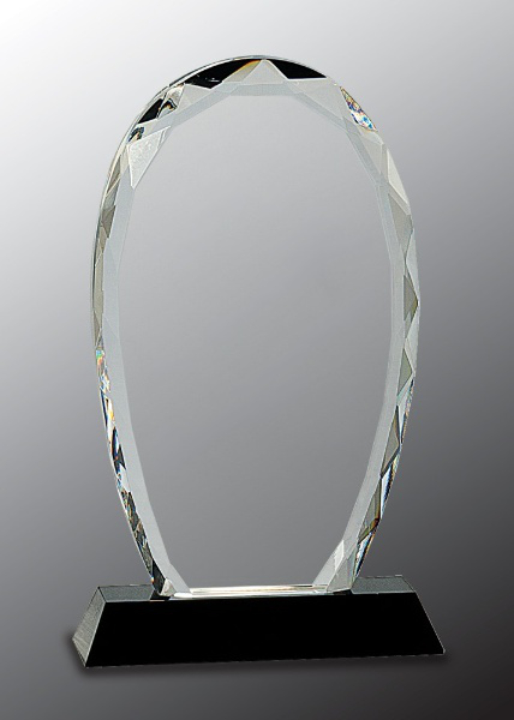 9" Oval Facet Crystal on Black Pedestal Base Crystal Award 3