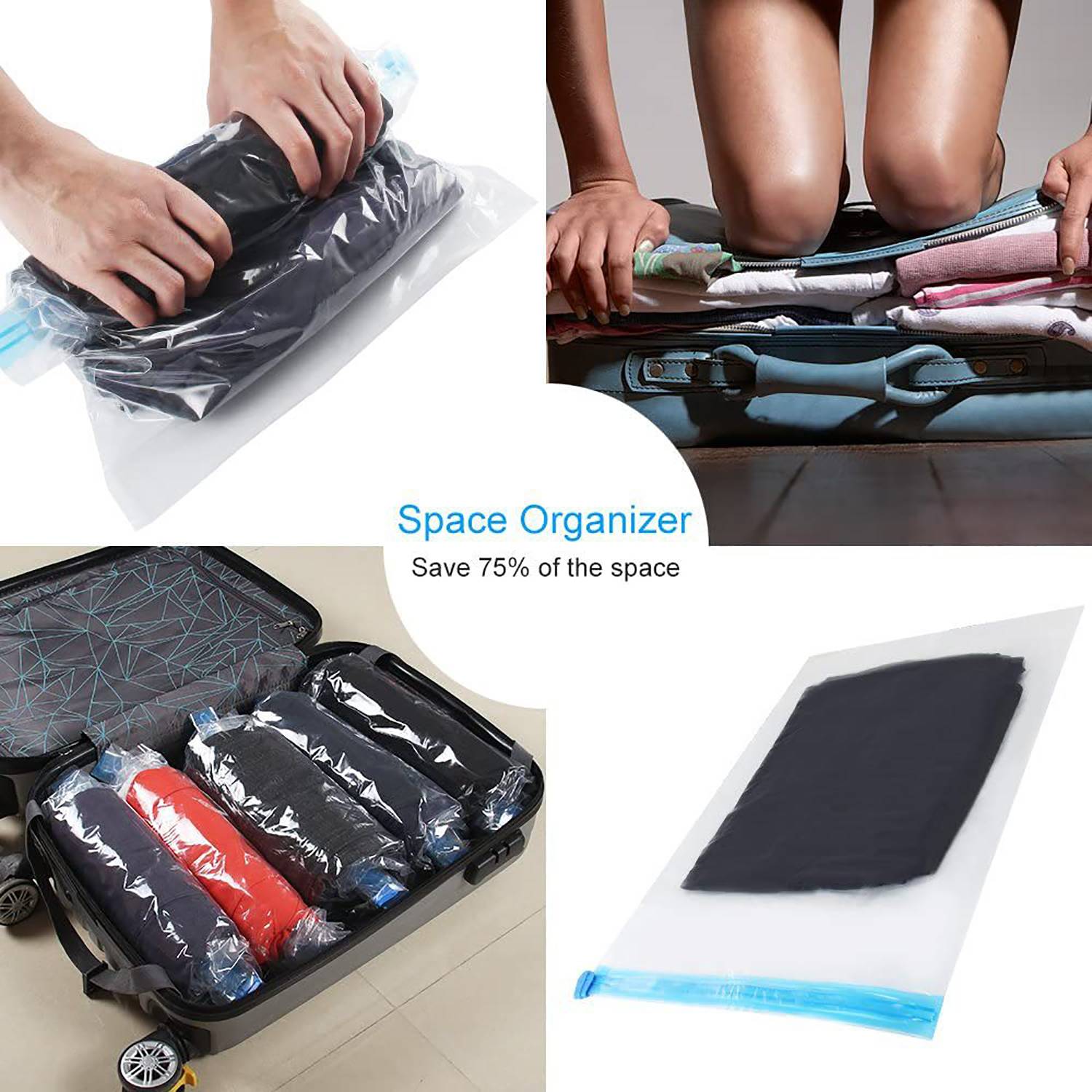 Travel No-Vacuum Portable Transparent Compression Bag 3