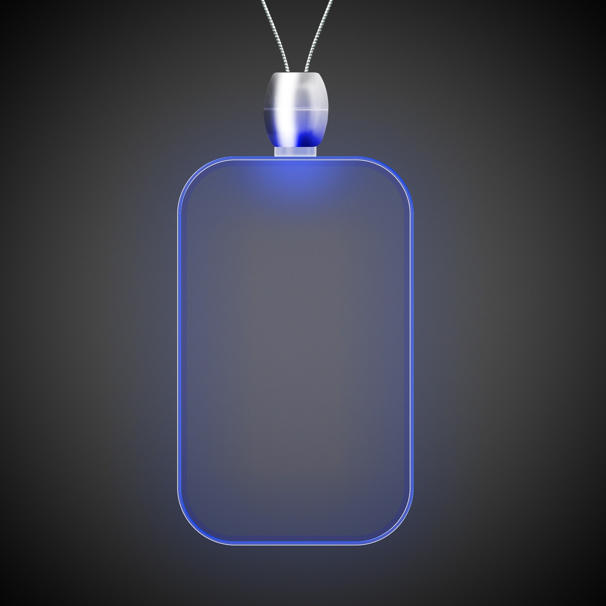 Dog Tag Blue Light-Up Acrylic Pendant Necklace