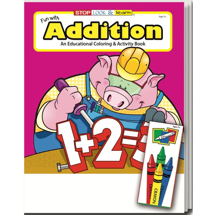 Fun with Addition Coloring Book Sets - 4 Pack Crayons Ages 3-11 2