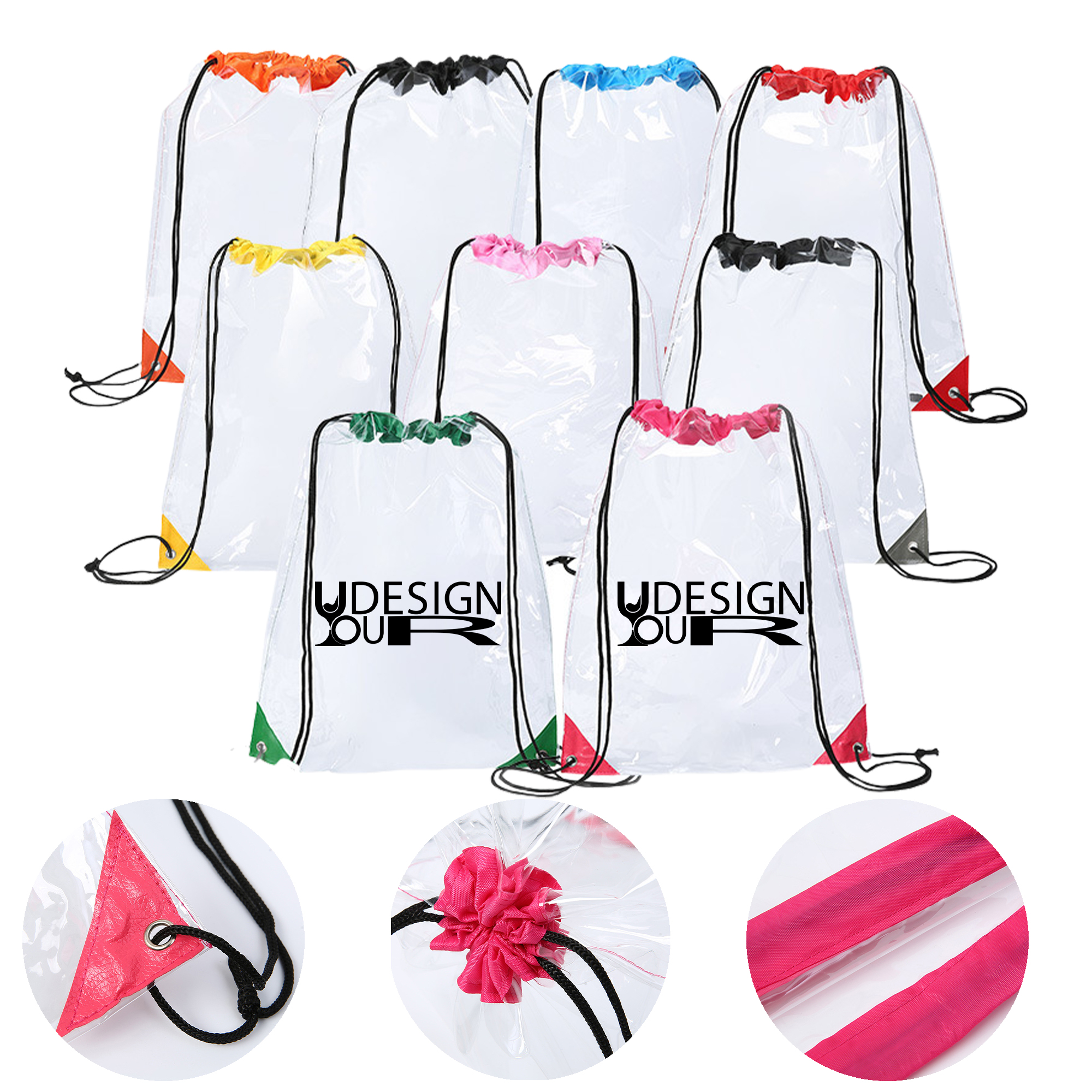MOQ 50 Clear PVC Drawstring Backpack for Events 2