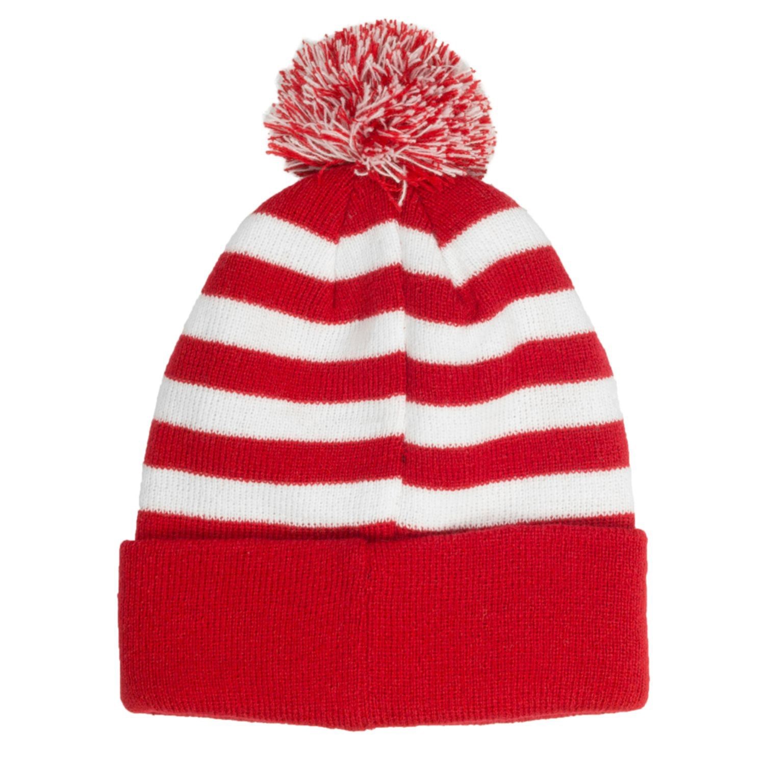 Beanie - Acrylic Rib Knit embroidered beanies w/ Pom pom