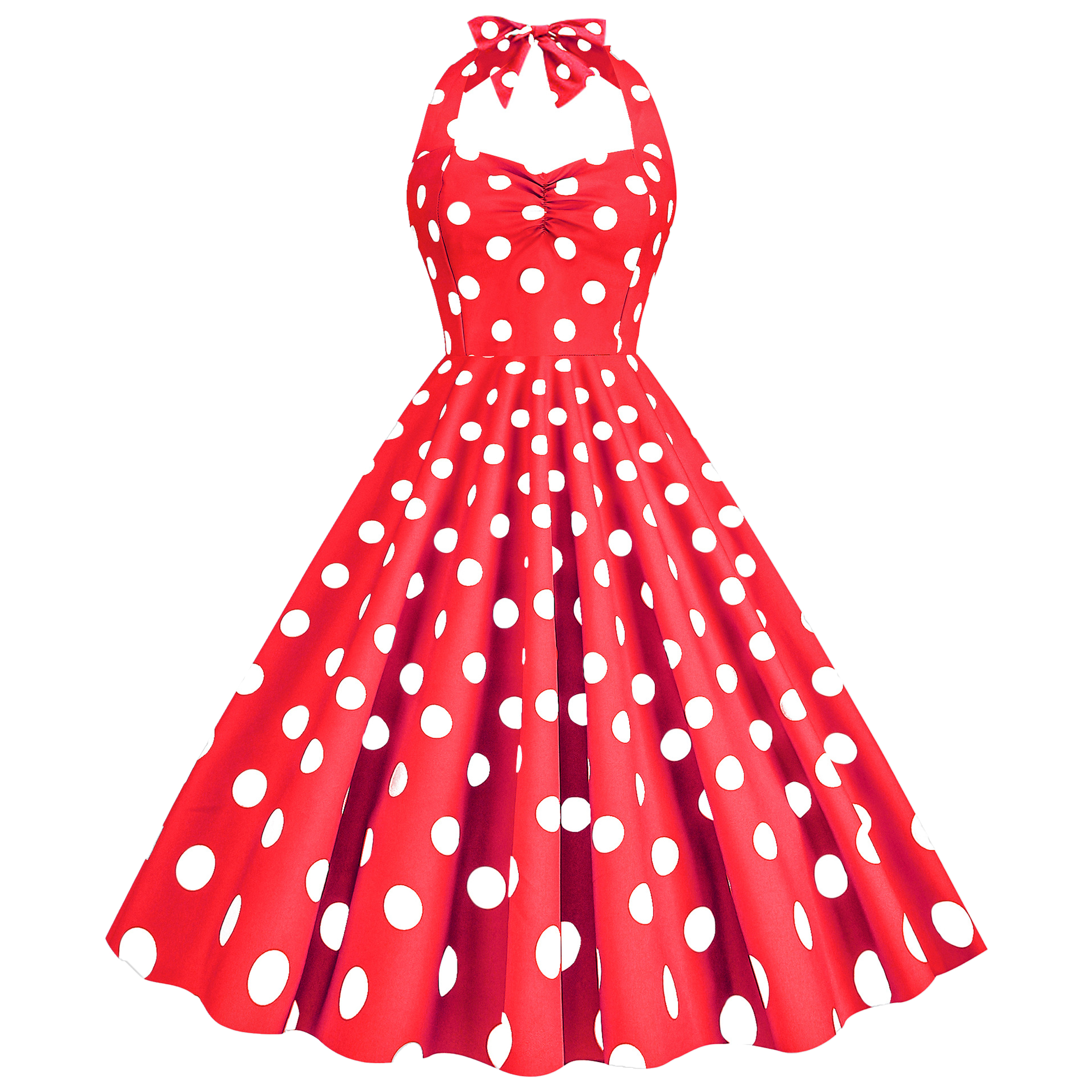 Polyester Retro Polka Dot Strapless Dress 11