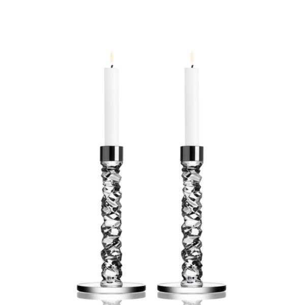 CARAT CANDLESTICK SILVER SMALL 2-PACK 1