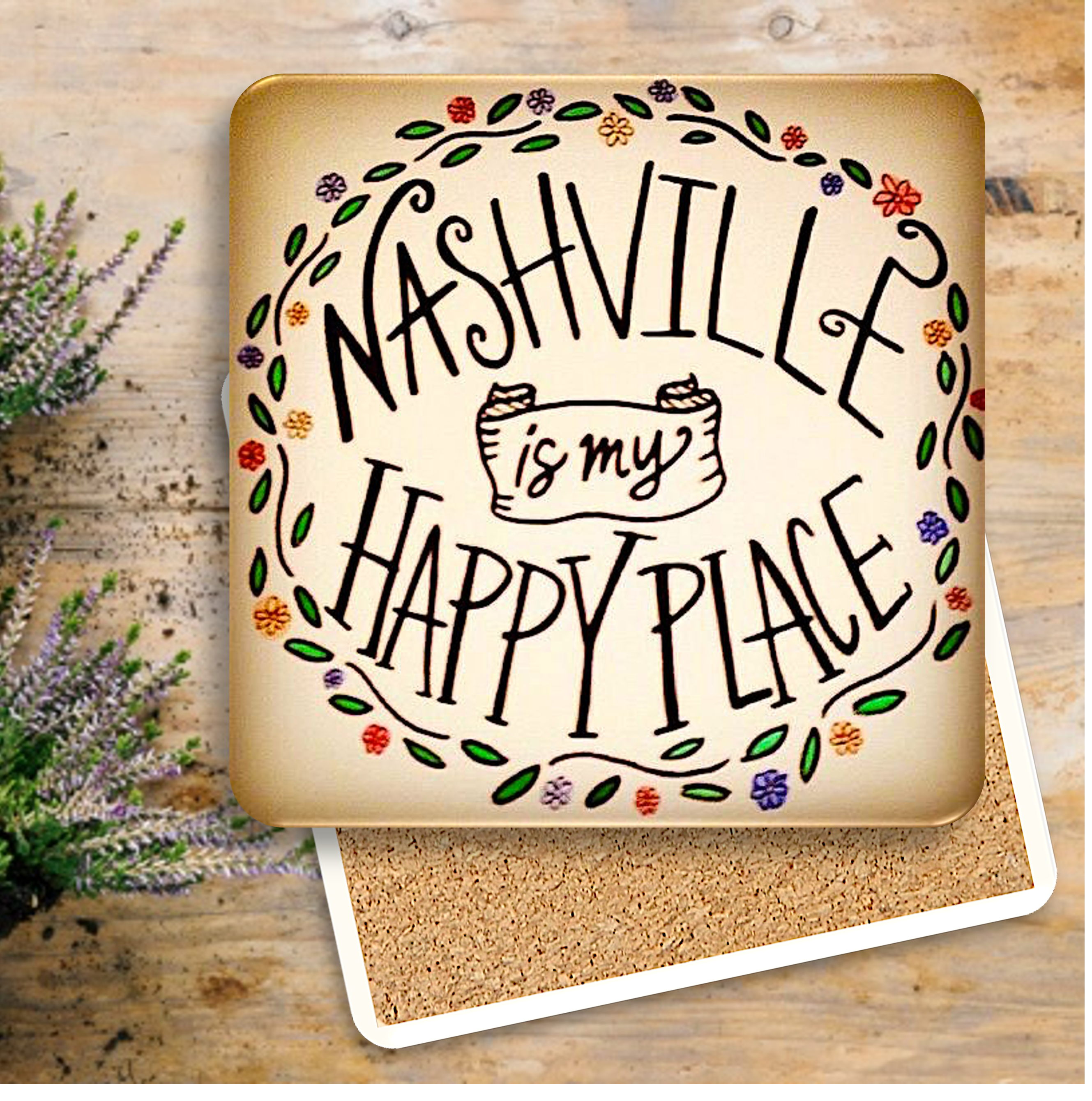 Square Absorbent Stone Coaster with Custom Print - Basic Print 7