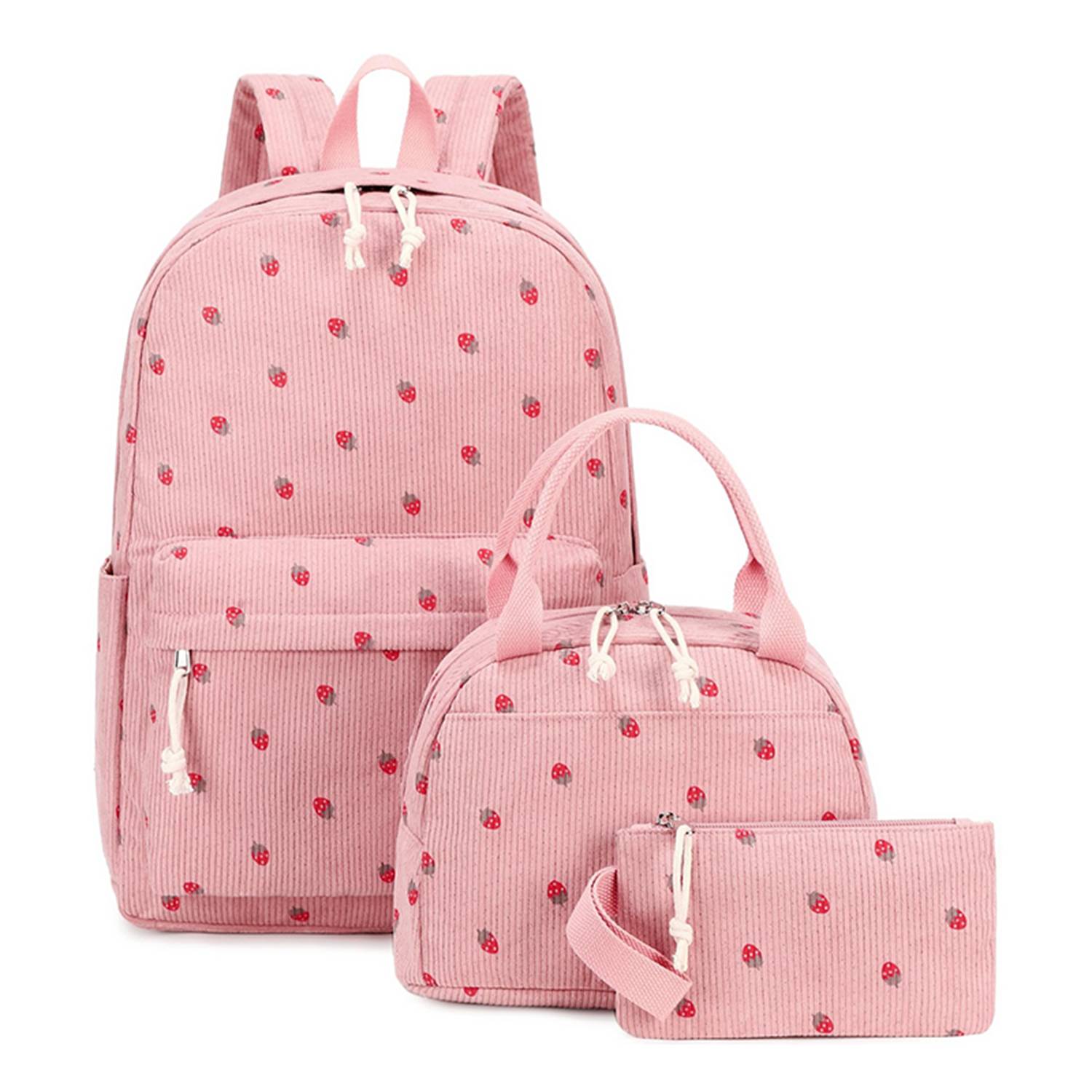 3 Piece Corduroy School Backpack Set 10