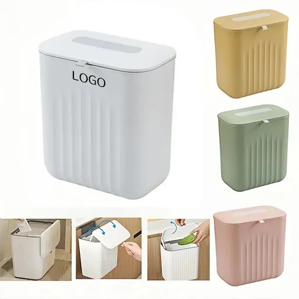Sliding Lid Hanging Trash Can with Rubbish Storage Container 5