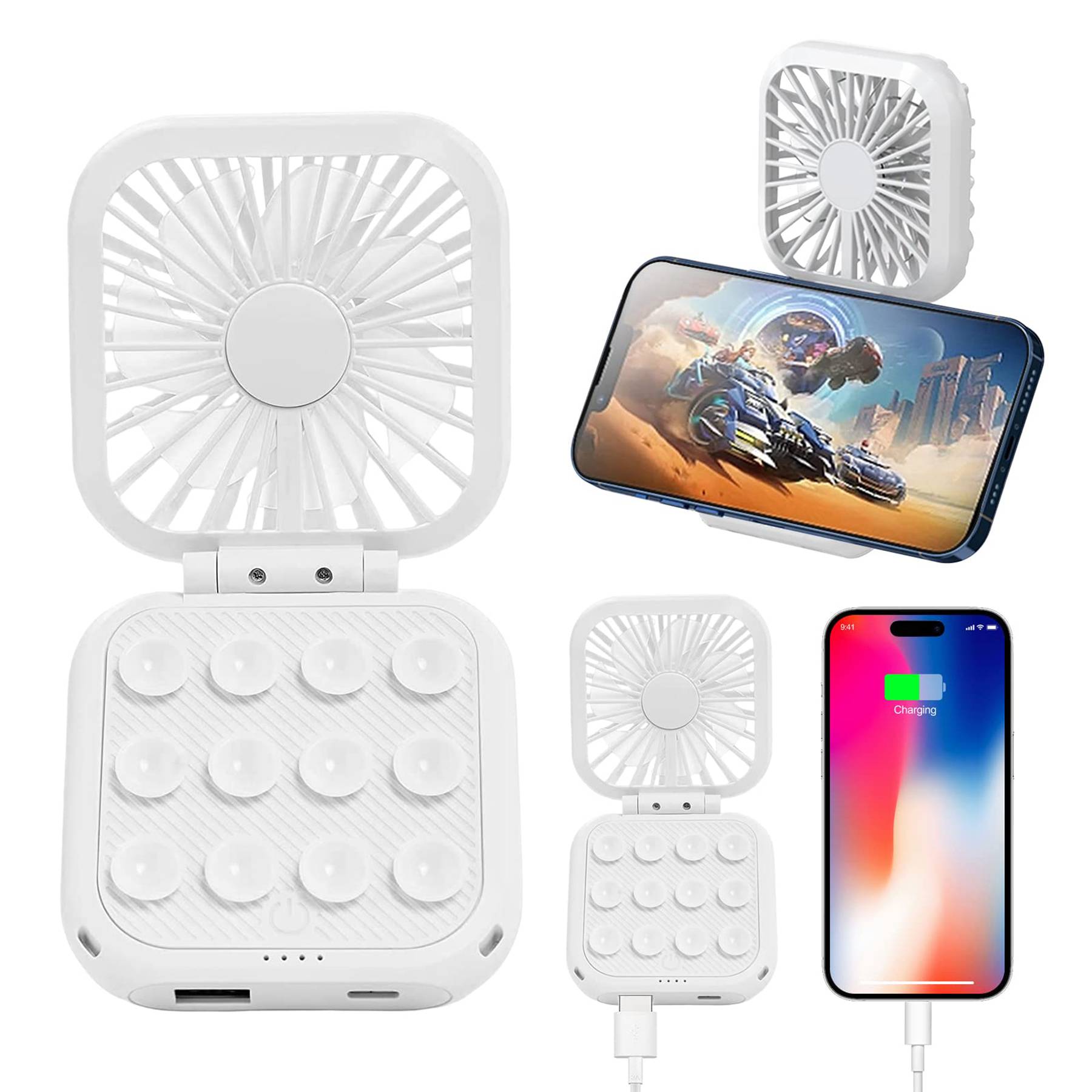 Charging Phone Stand Hanging Neck Holding Mini Desktop Fan 3