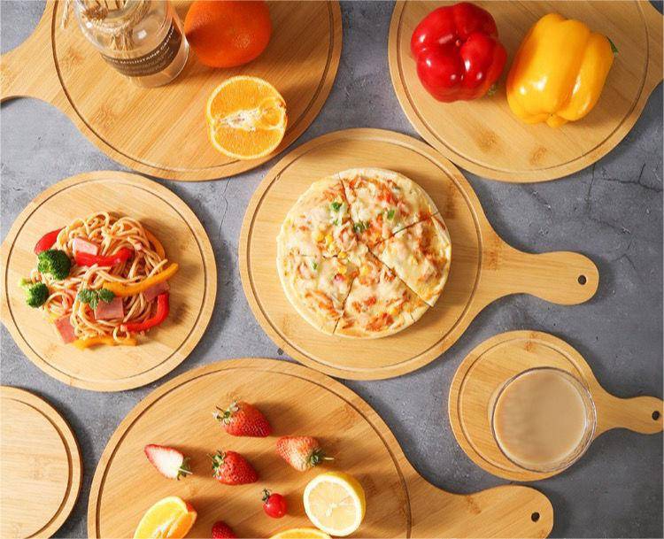 Round Wooden Pizza Paddle Tray 3