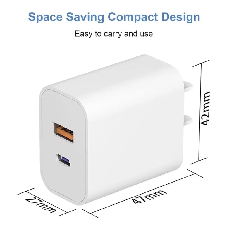 Dual Port Fast Charging QC 3.0 & PD 20W Power Adapter 6