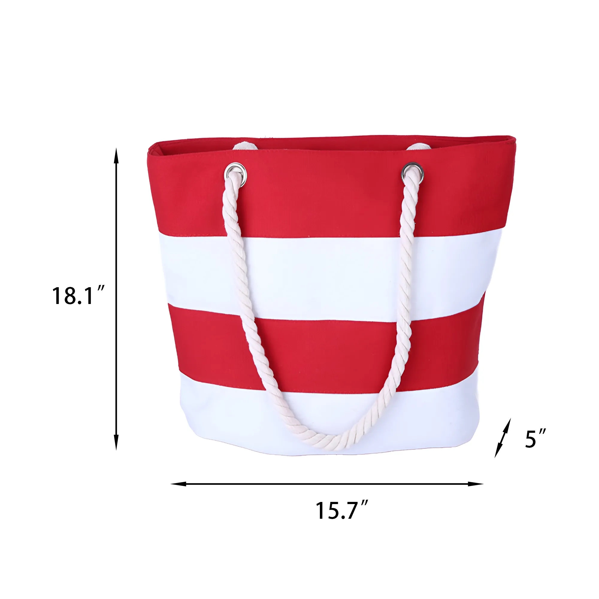 Striped Canvas Beach Tote Bag 3