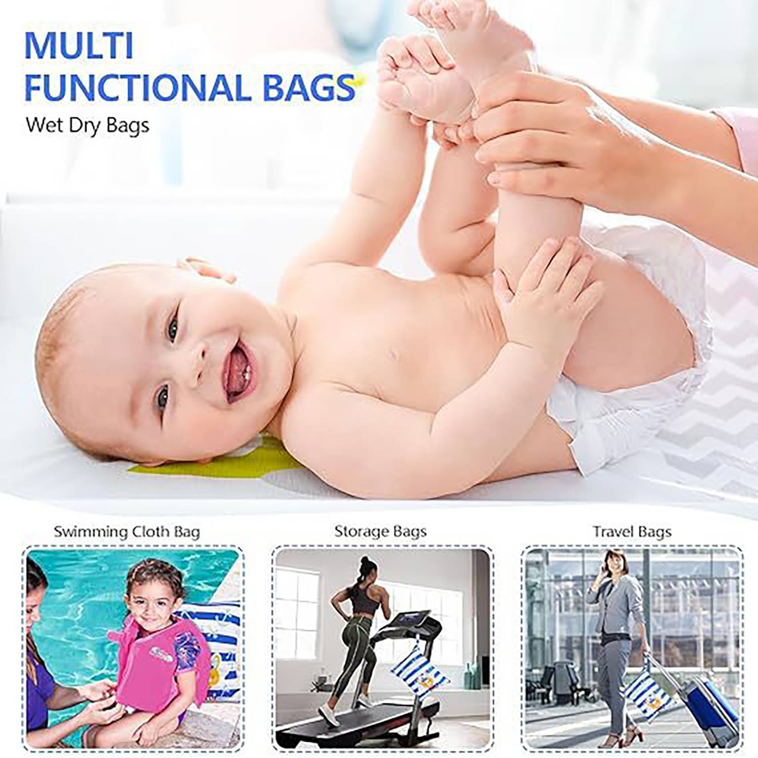 2-Pack Reusable Premium Waterproof Wet & Dry Bags 5