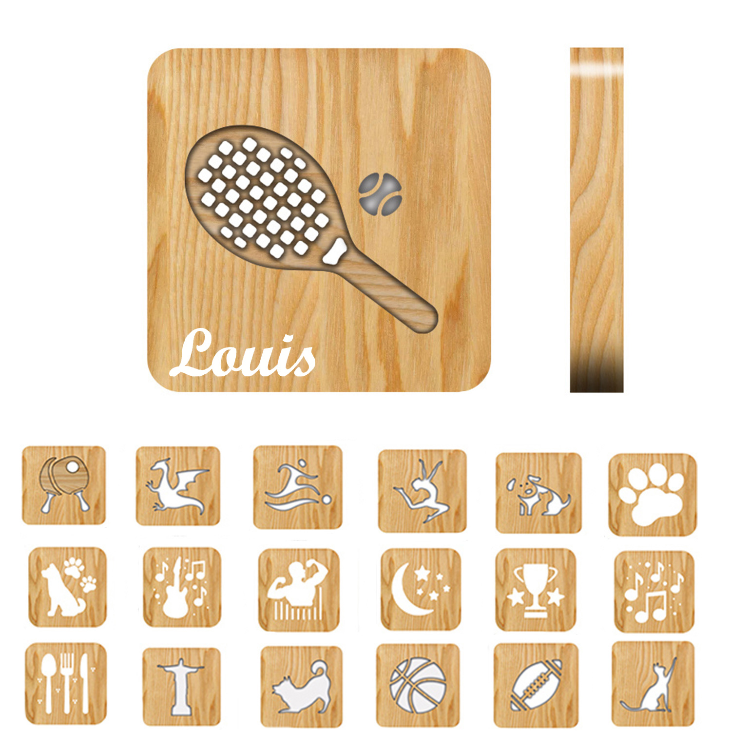 Solid Wood Hollow 3D Night Light 3