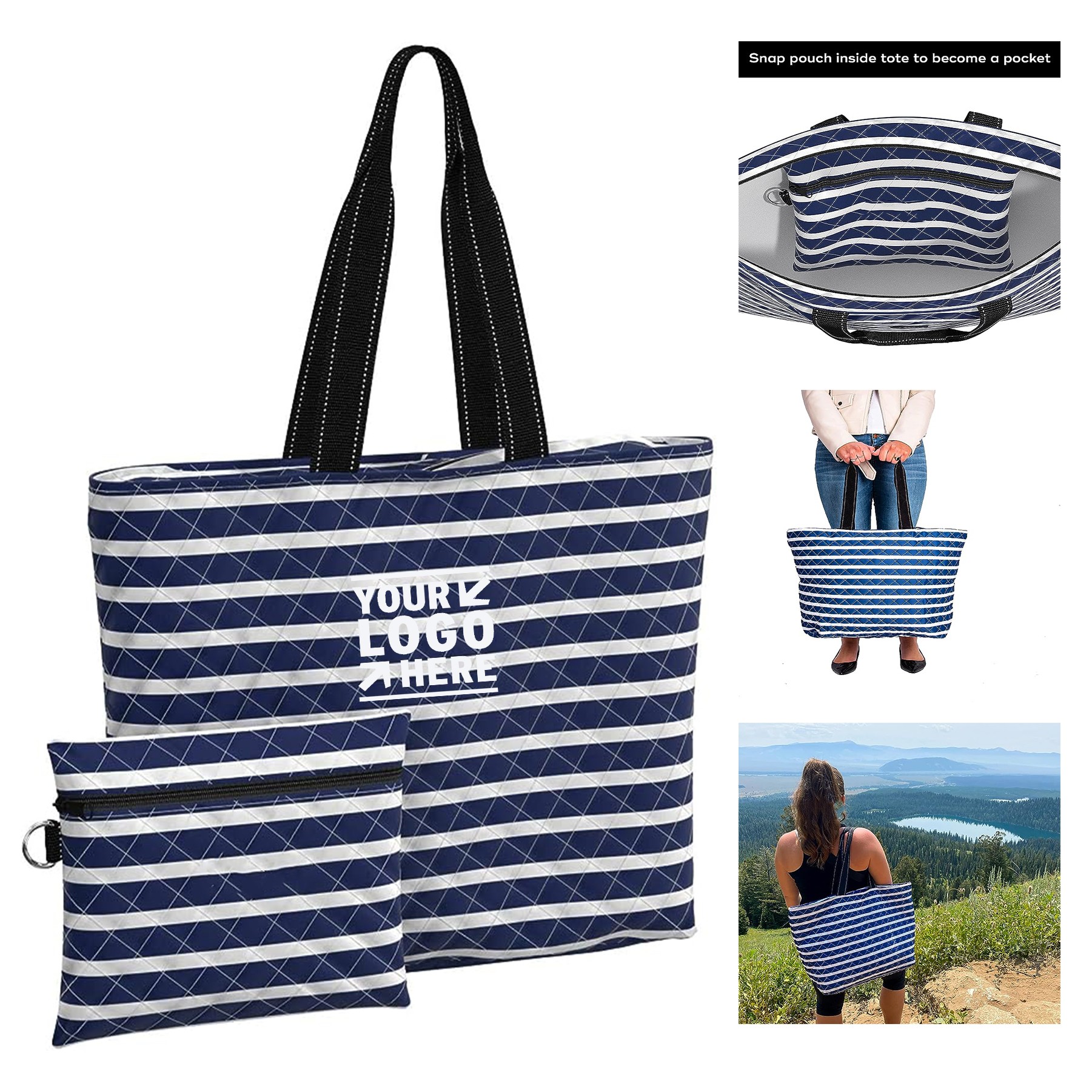 Tote Folds Into Zipper Pouch Foldable Travel Bag 2