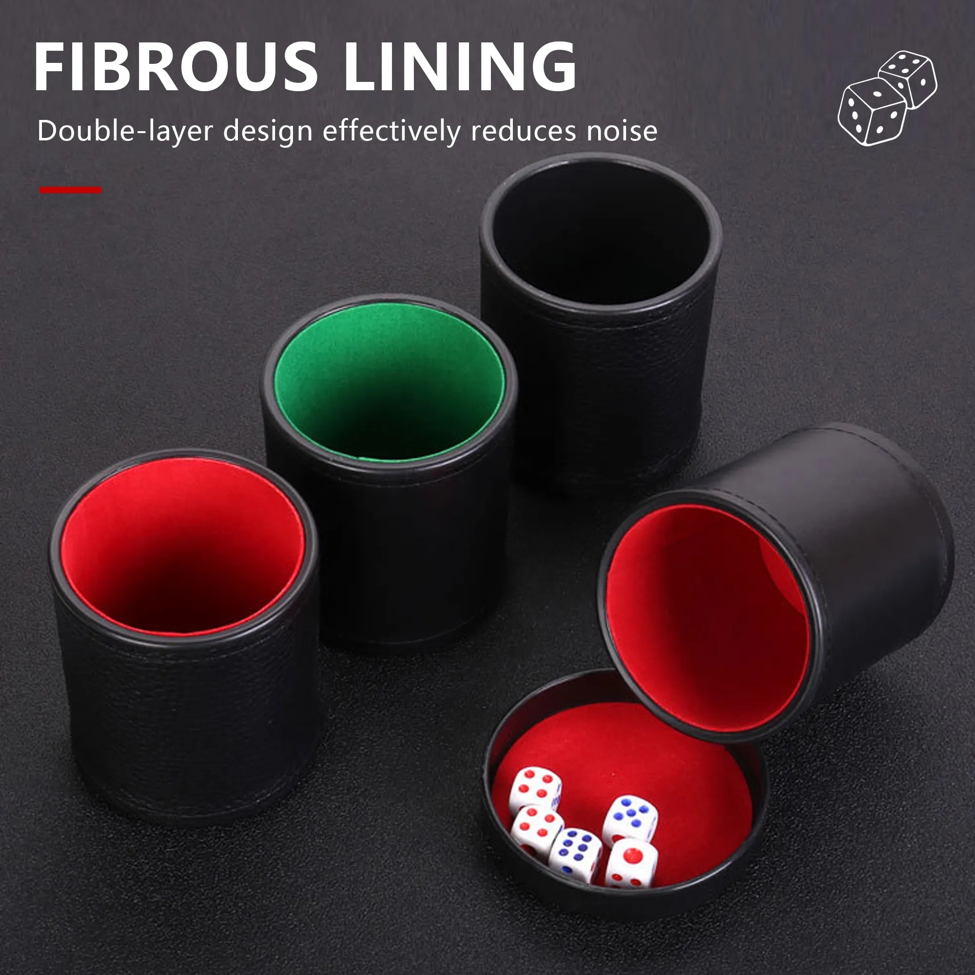 PU Leather Dice Cup With Tray 5