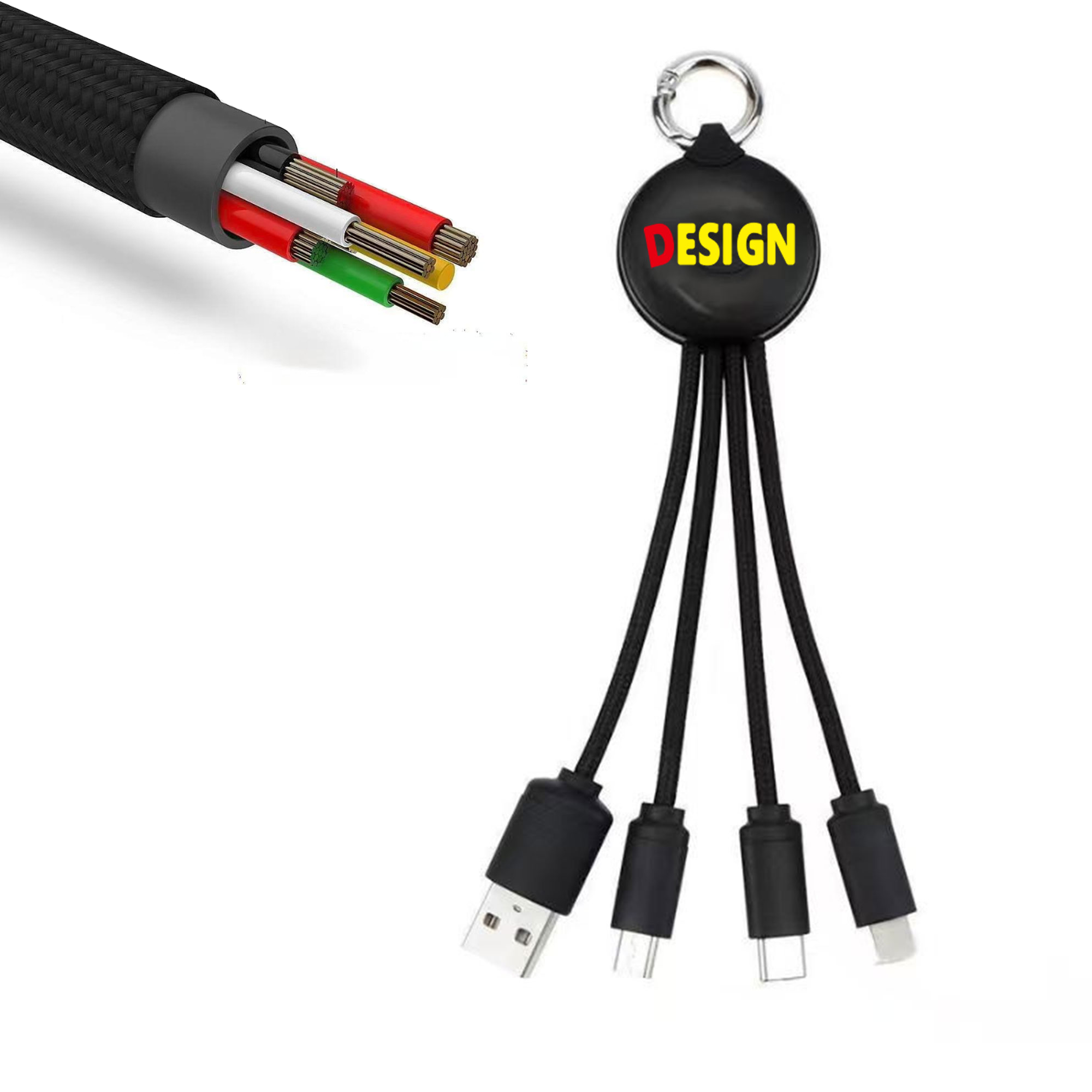 MOQ 20 USB 3-in-1 Keychain Charging Cable 2