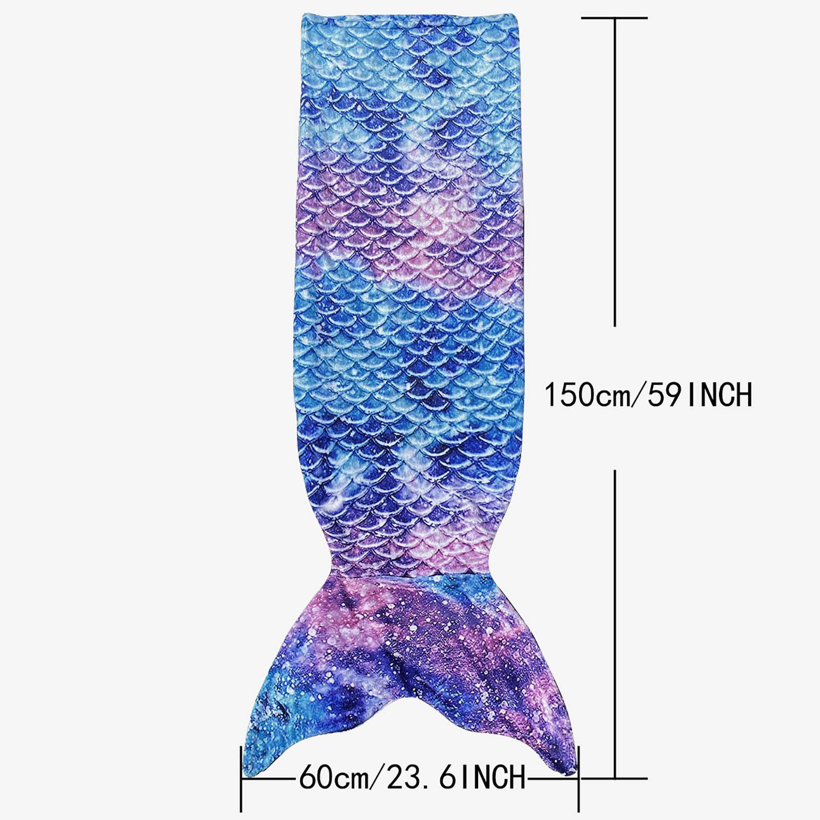 60 x 24 in Flannel Mermaid Tail Portable Blanket Sleep 3