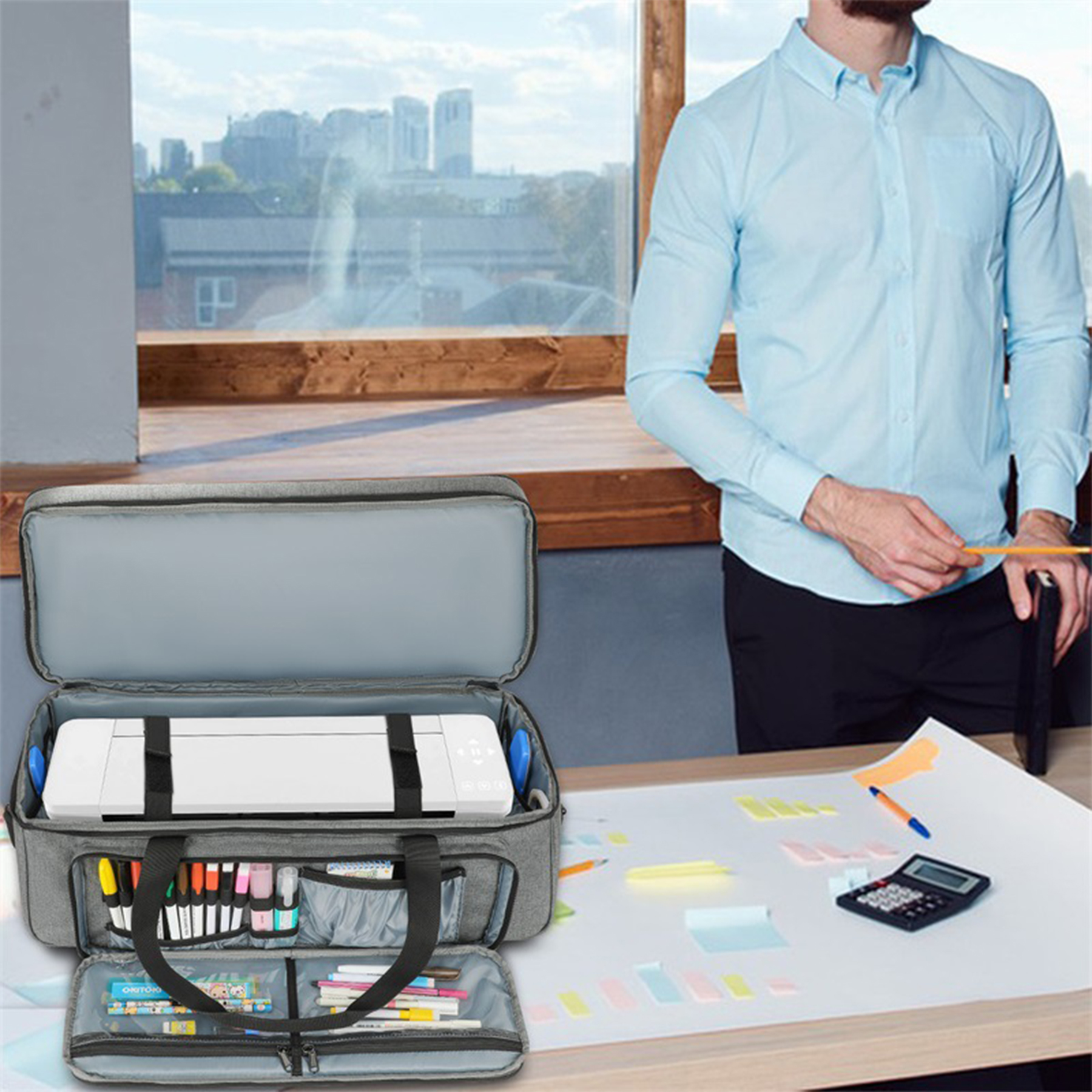 Multifunctional portable printer storage bag 6