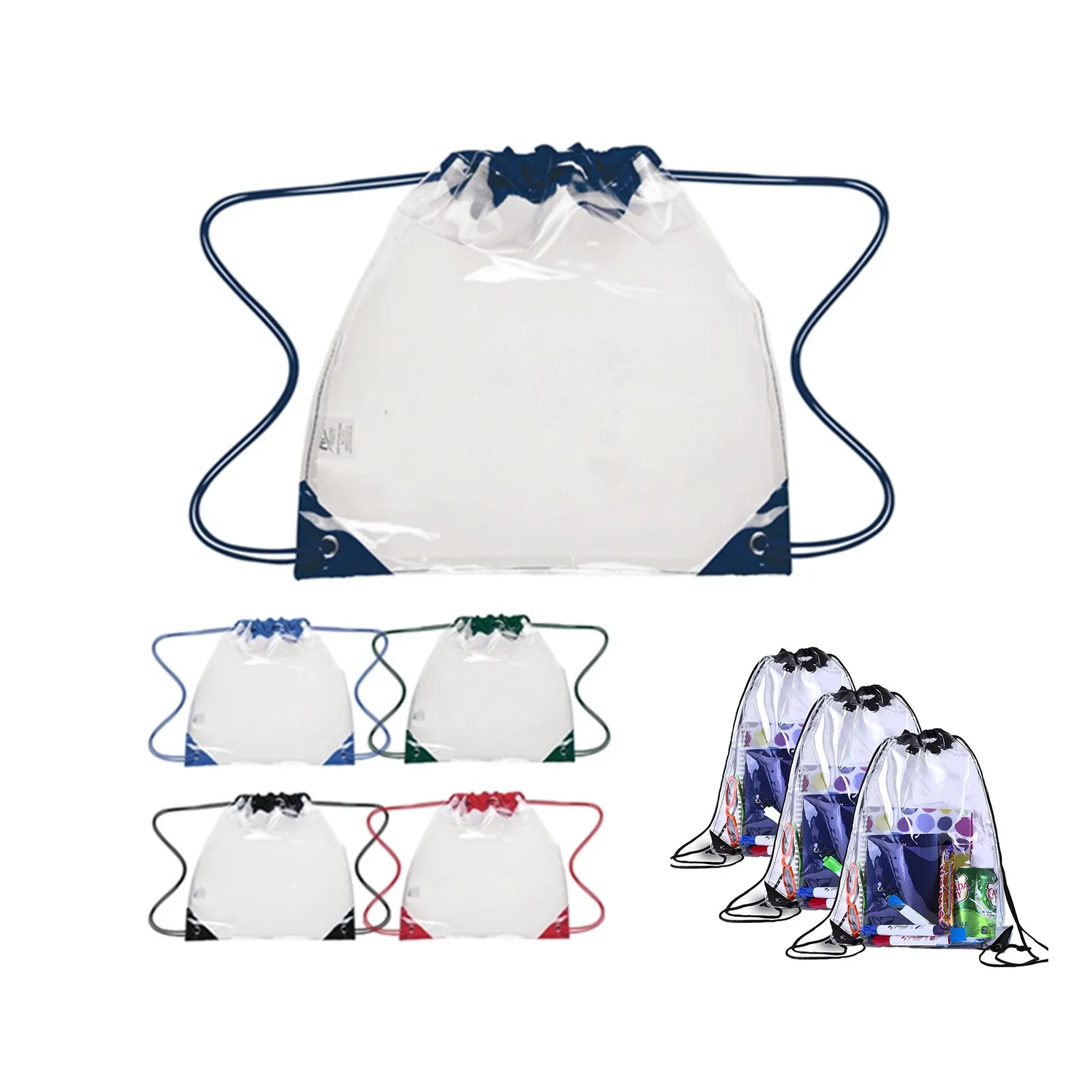 Clear Vinyl Drawstring Backpack Bag 2