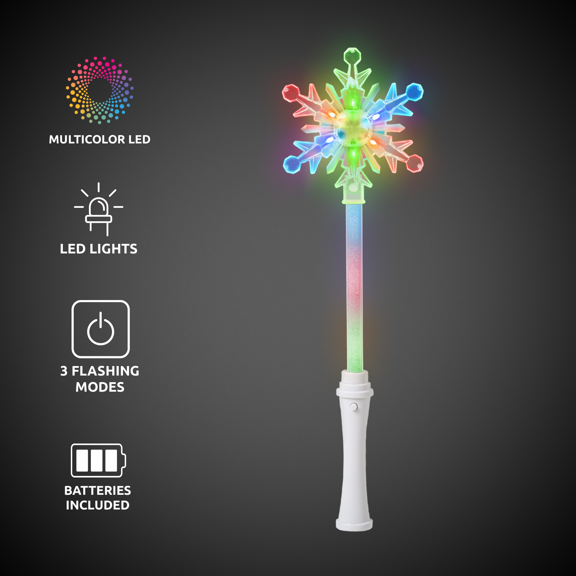 15" Light Up LED Glow Snowflake Wand 7