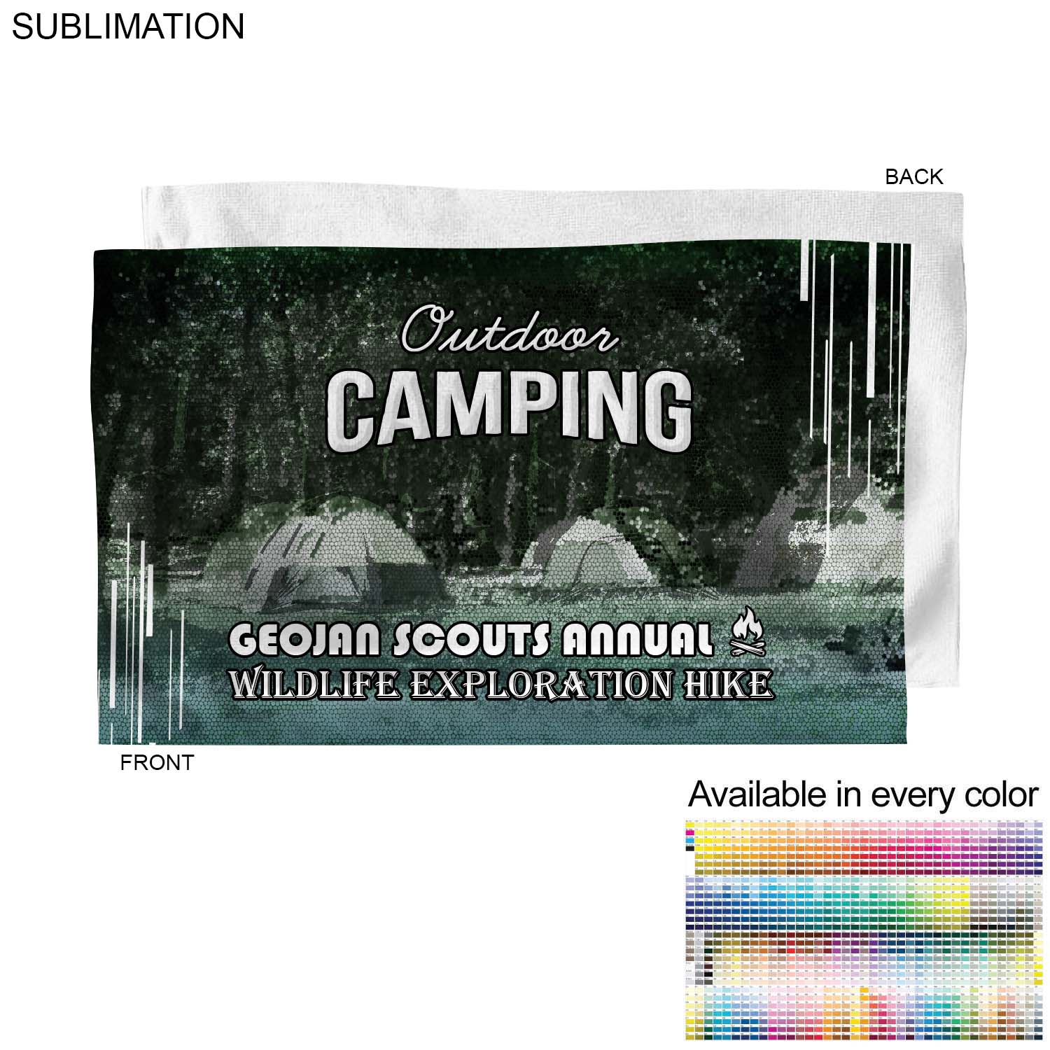 Microfiber Dri-lite Terry Sports, Hand, Gym Towel, 15x25, Sublimated Edge to Edge 1 side 1