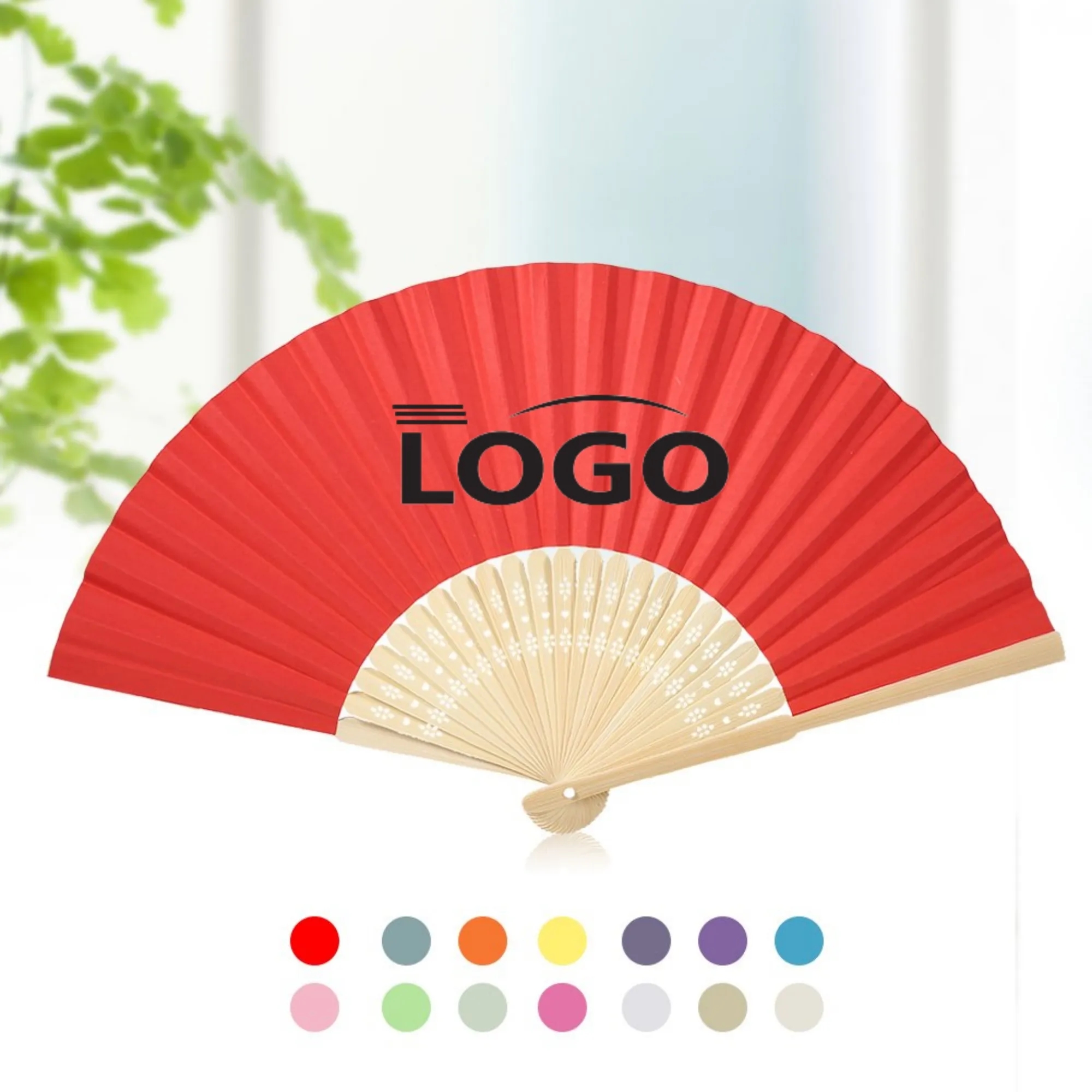 Custom Logo Colorful Traditional Folding Bamboo Hand Fan 1