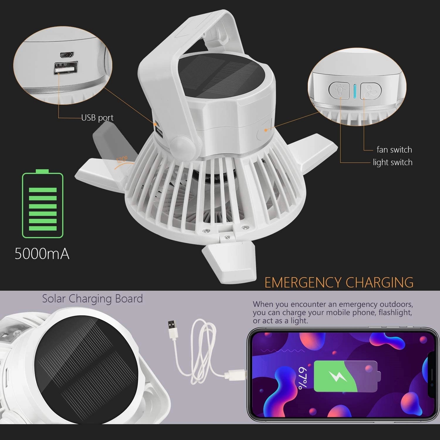Solar Fan With Hanging Hook 4