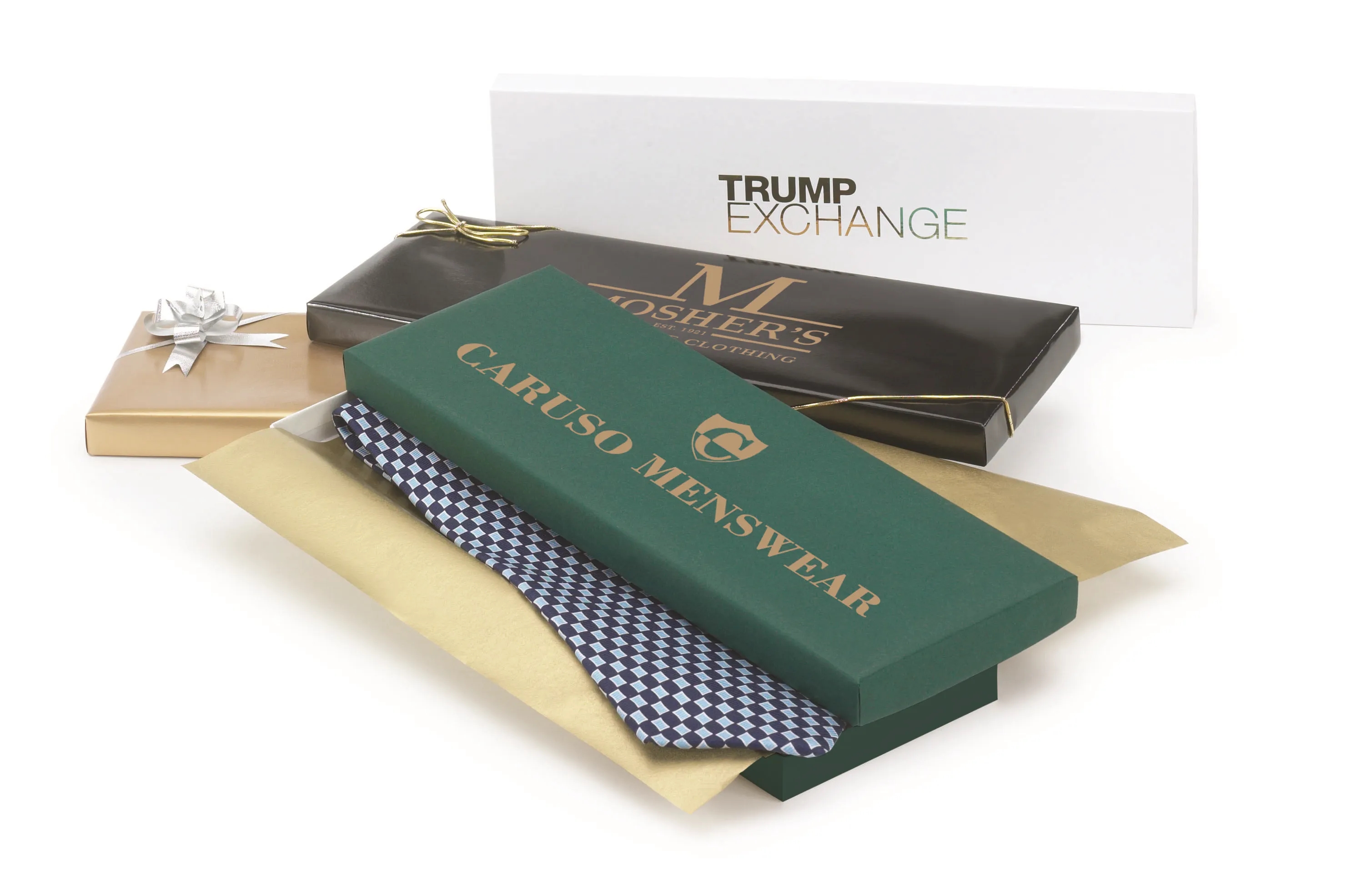 Rigid Set Up Tie Box - White/Natural Kraft 1