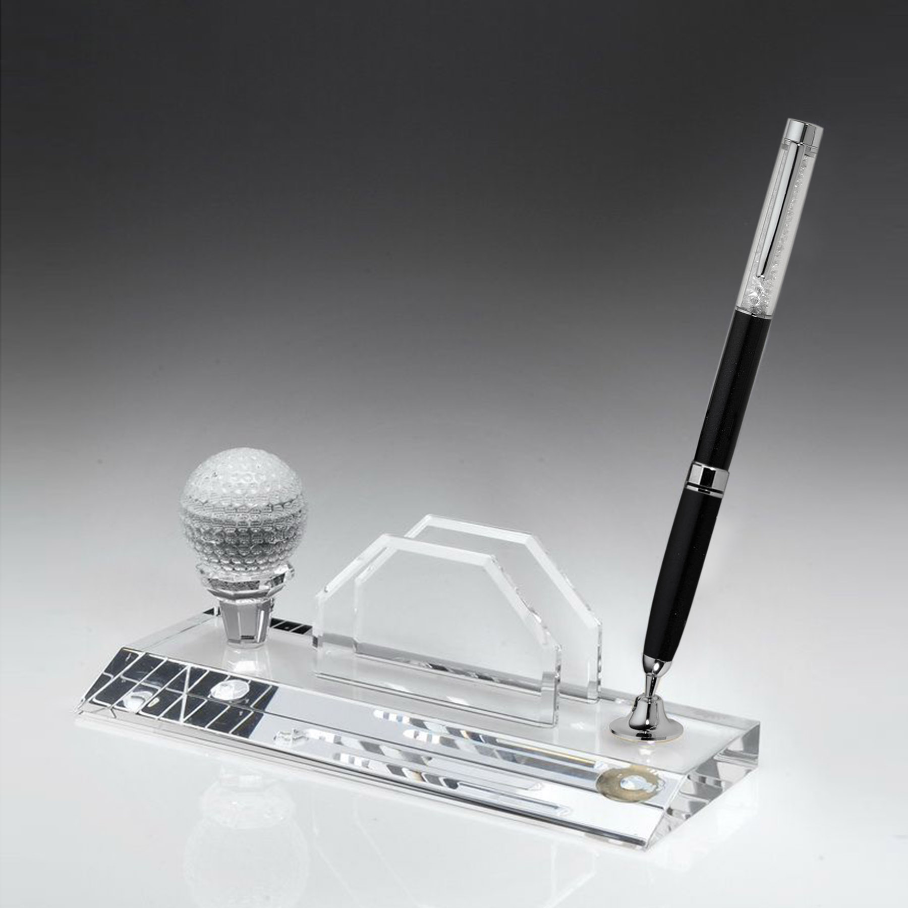 Desktop,Award- Business card holder with Golf Pen Set w/ Black Ballpoint Pen_D704CA 4