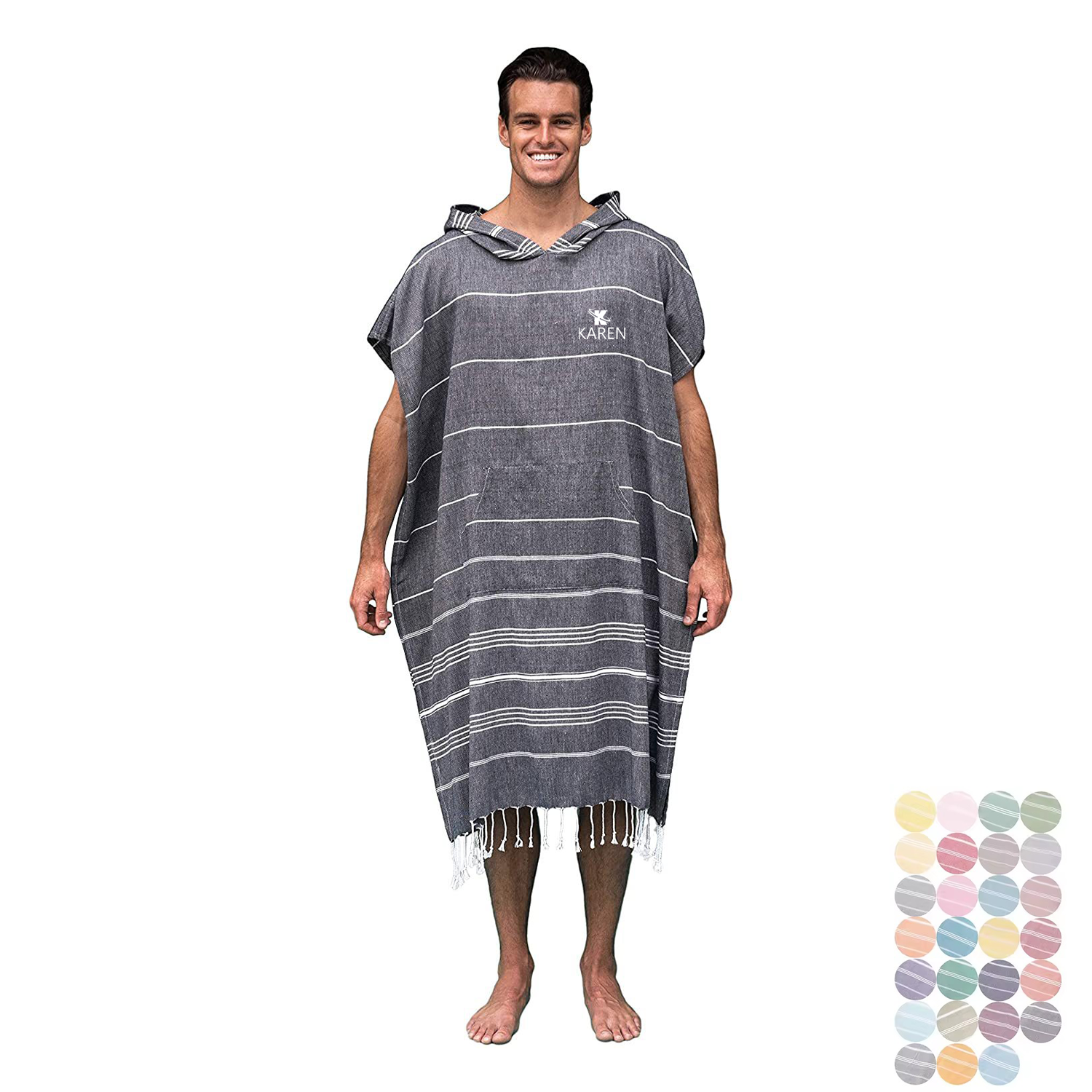 Turkish Cotton Hooded Poncho Towel Bathrobe 2