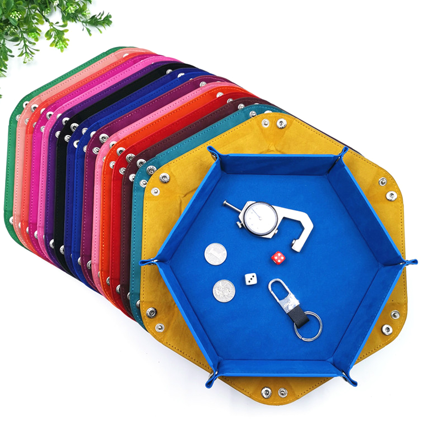 PU Leather Collapsible Desk Sundries Storage Tray 1
