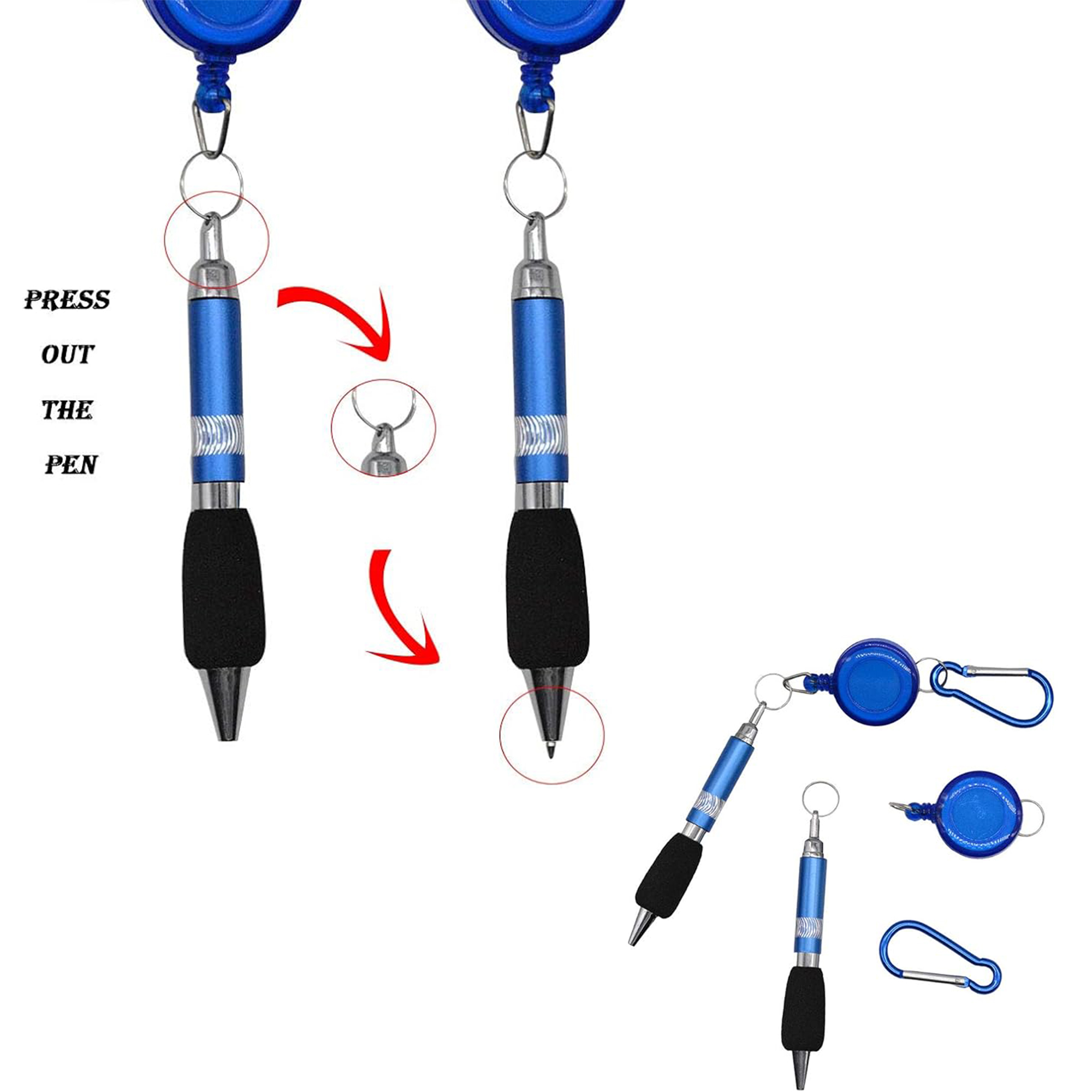 Carabiner Retractable Badge Clip Pen Keychain 5