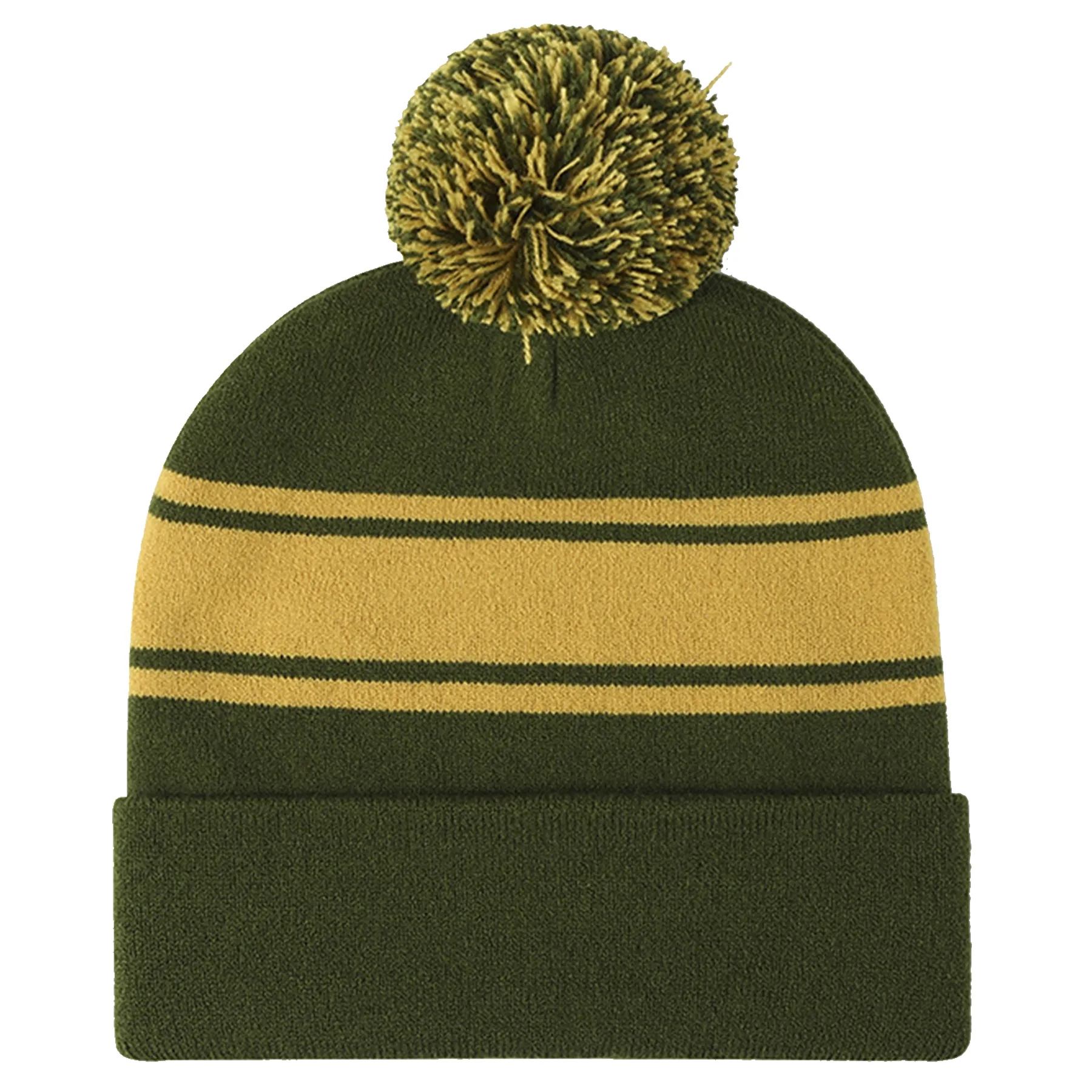 Jacquard Pom Striped Knitted Cuffed Beanie 7