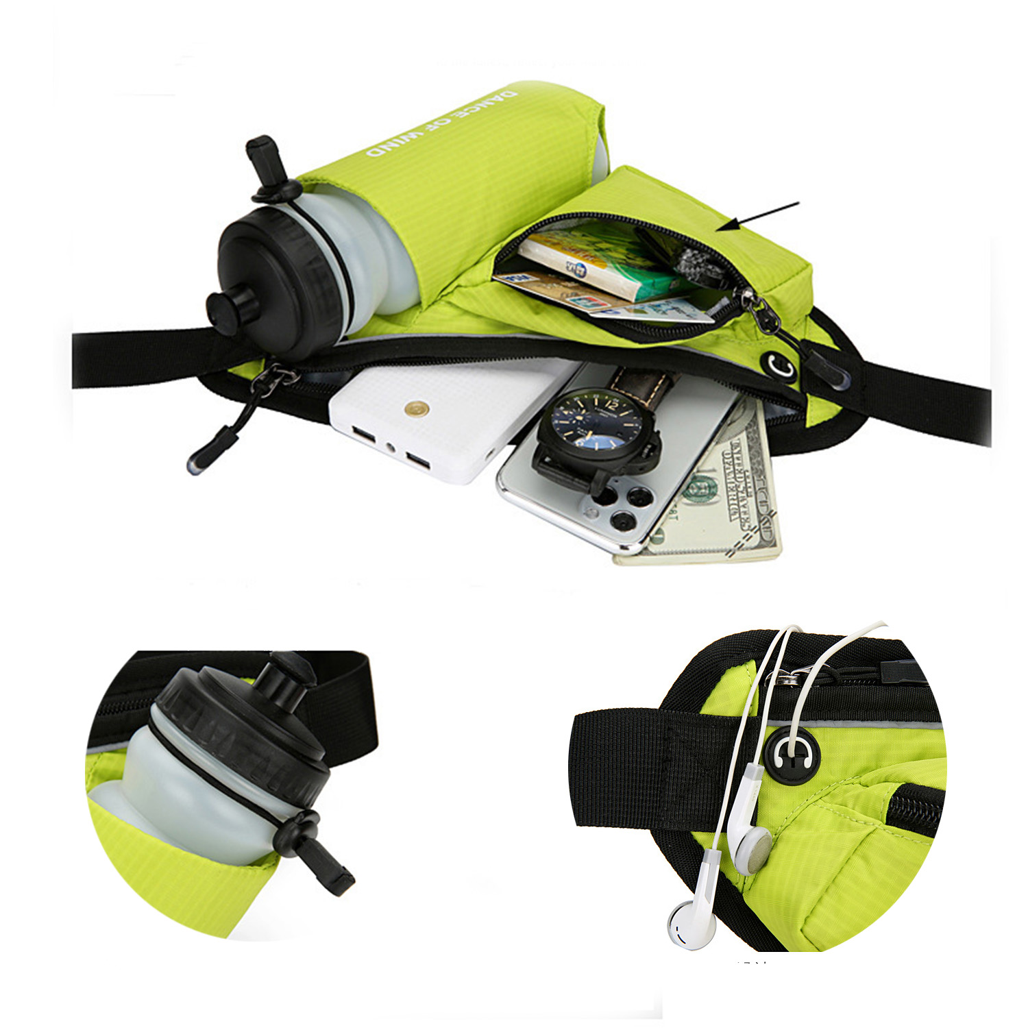 Nylon Fanny Pack with Water Bottle Pocket 4
