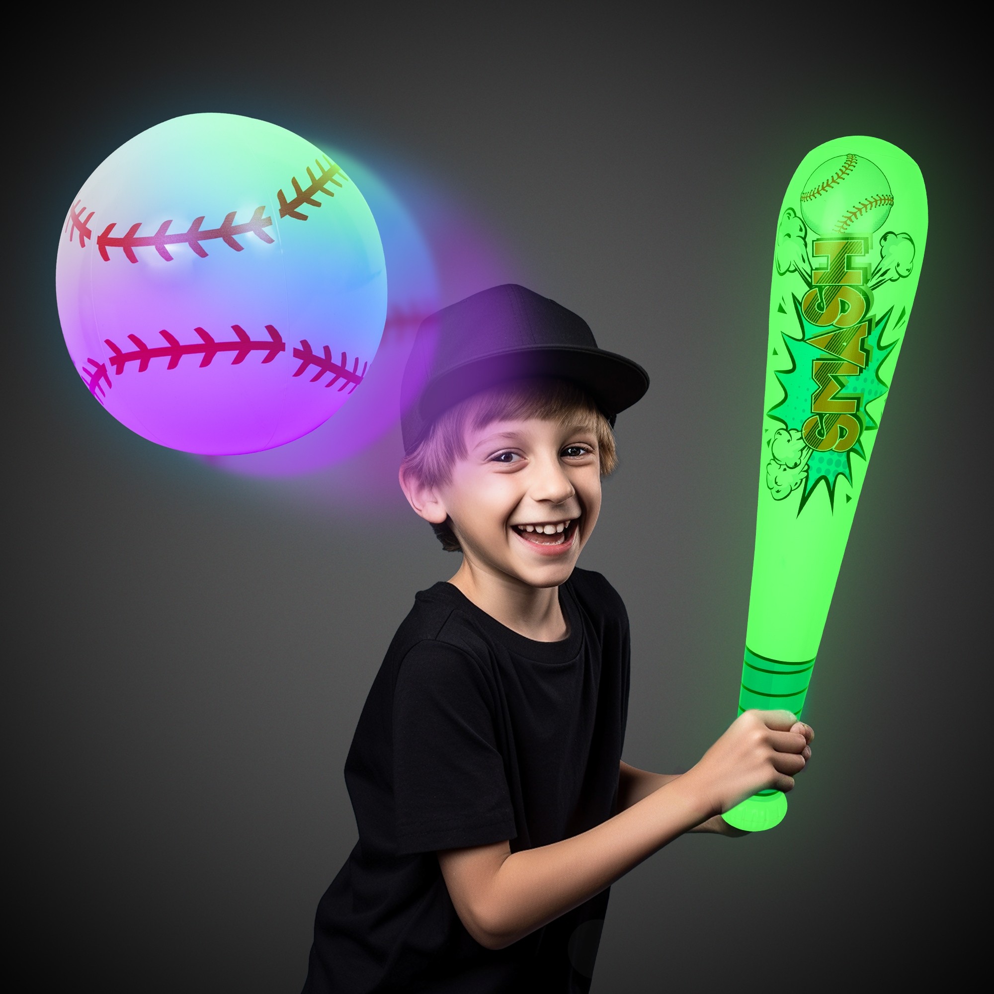 Light Up Bat and Baseball Inflatable Set(Imprintable)