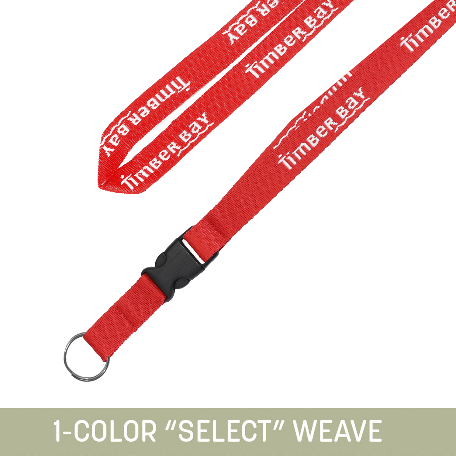 3/4" Woven Detachable Lanyard w/ Split Ring - "Select" Weave 16