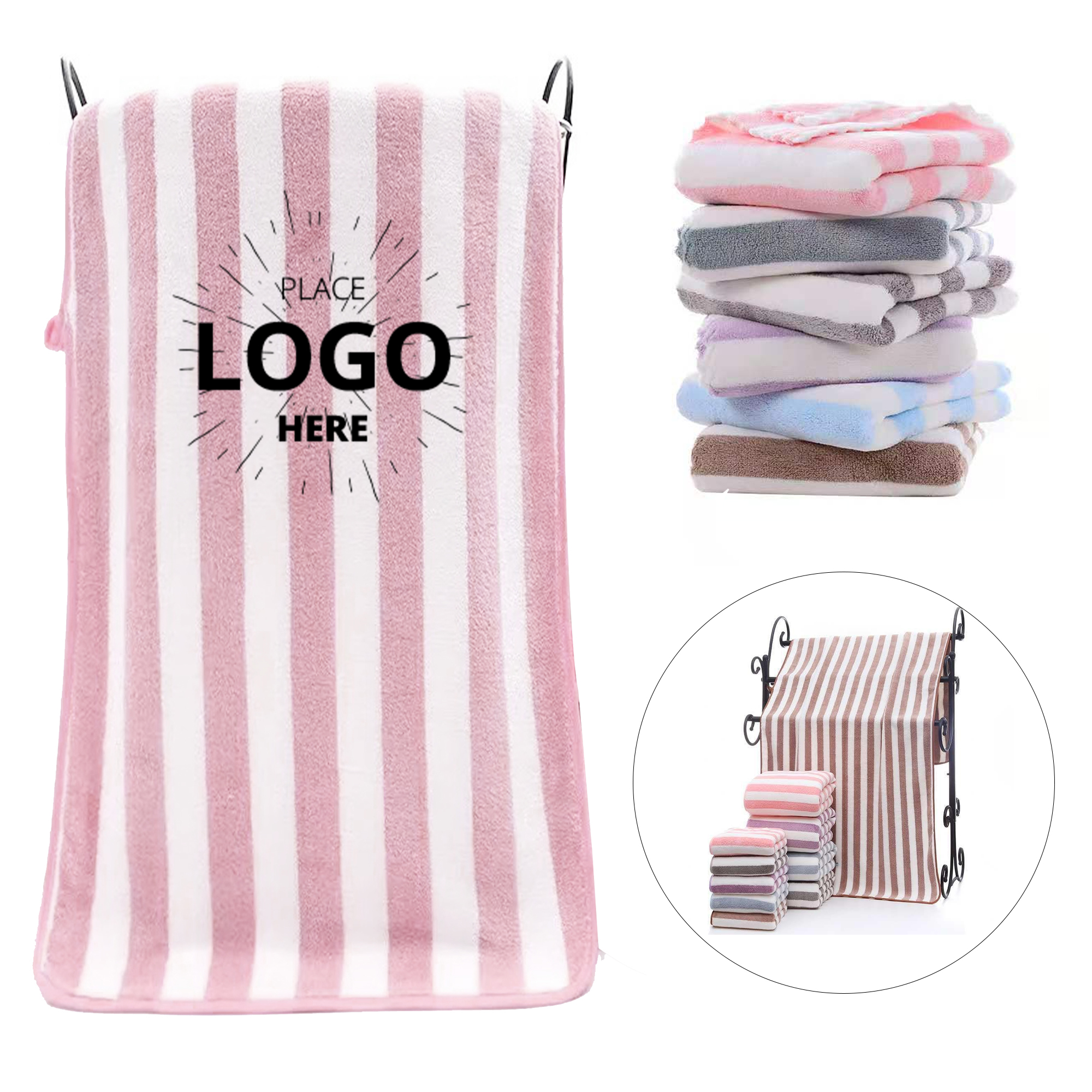 Lightweight Soft Colorful Striped Beach Towel 3