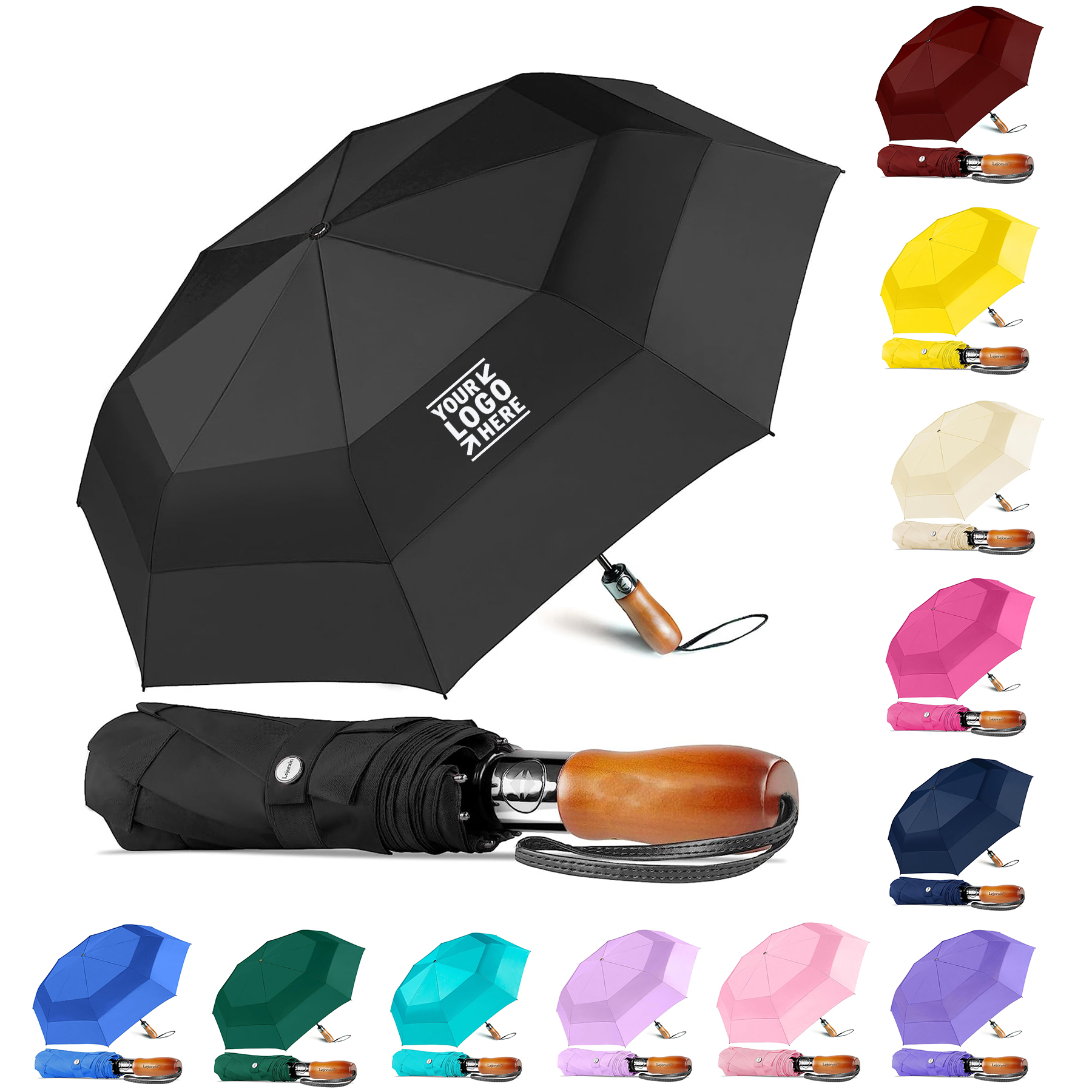 54inch Large Compact Oversized Windproof Auto Open Close Folding Travel Golf Umbrella
2