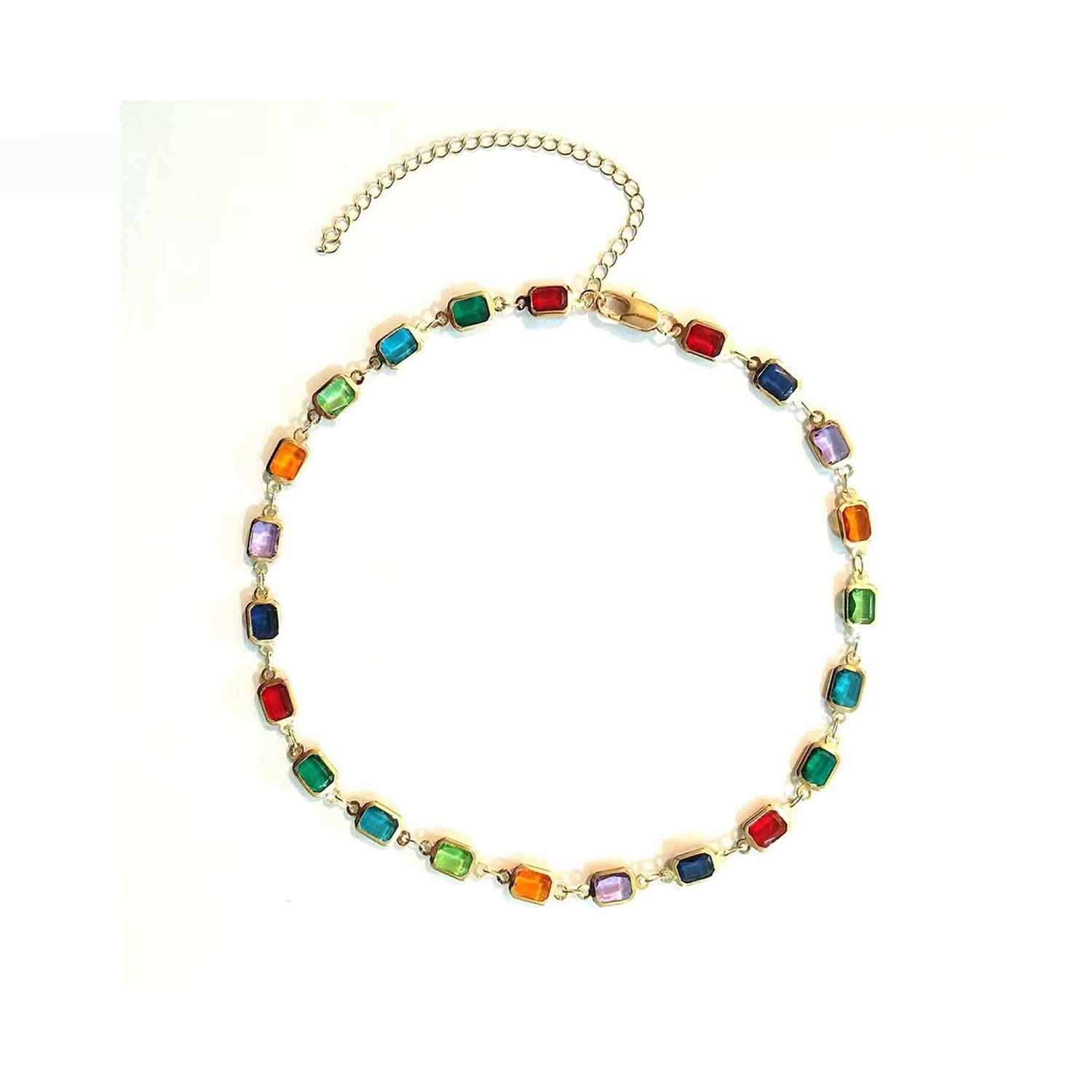 Square multicolor diamond necklace 6