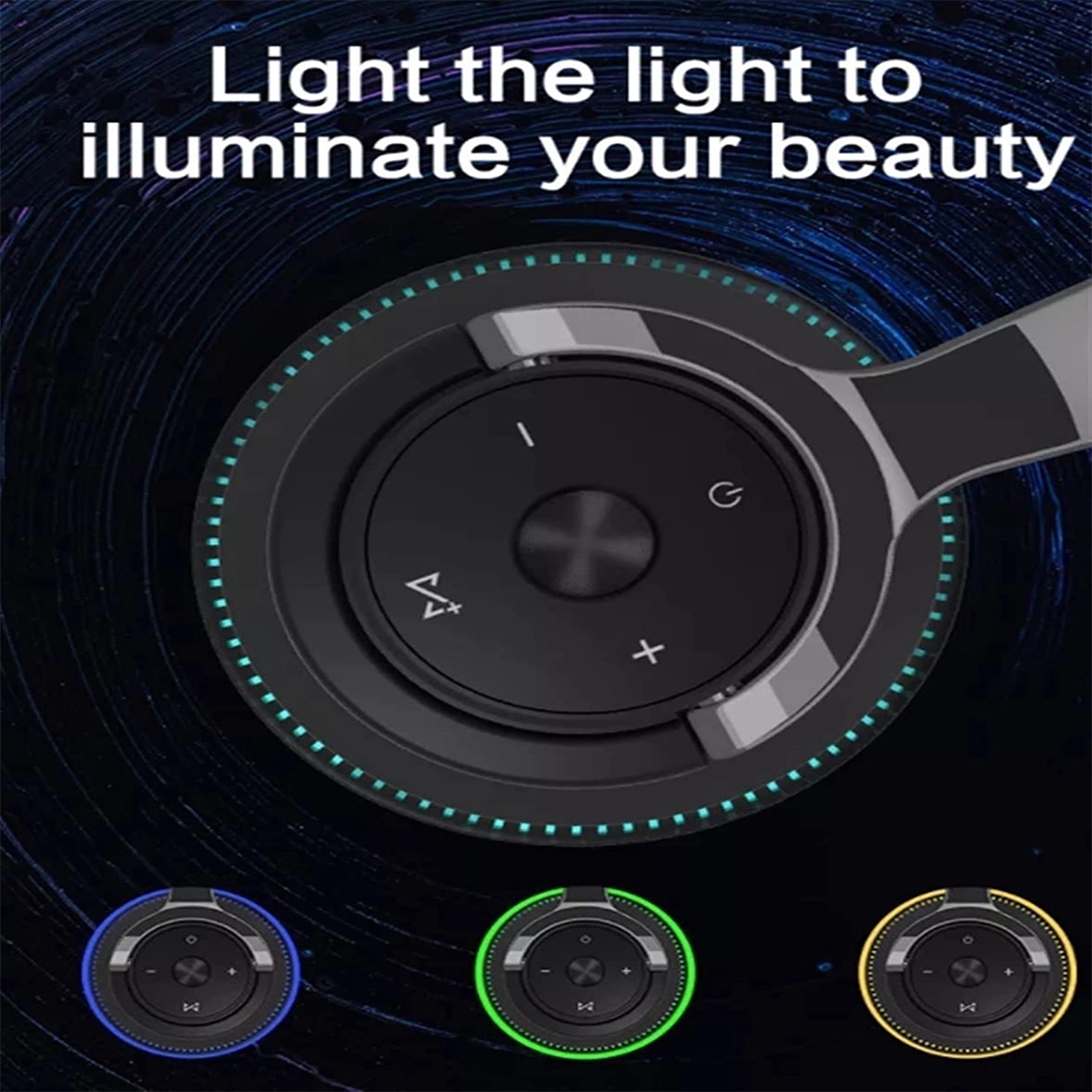 Headset Bluetooth Wireless Flash Light Heavy Bass Folding 3